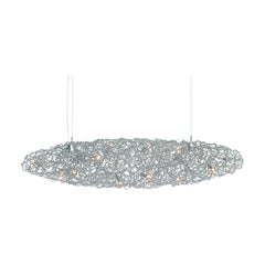 Lustre à suspension moderne de forme ovale avec finition en nickel et eau de cristal