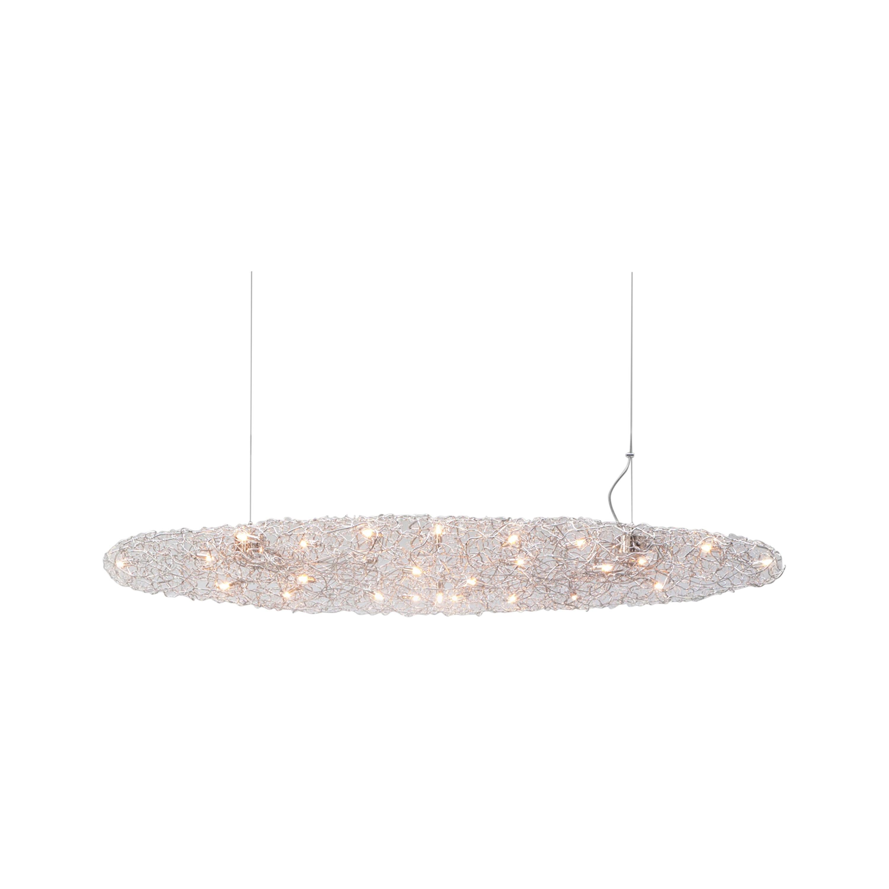 Modern Pendant Cigar in an Oval Shape and Nickel Finish, Crystal Waters