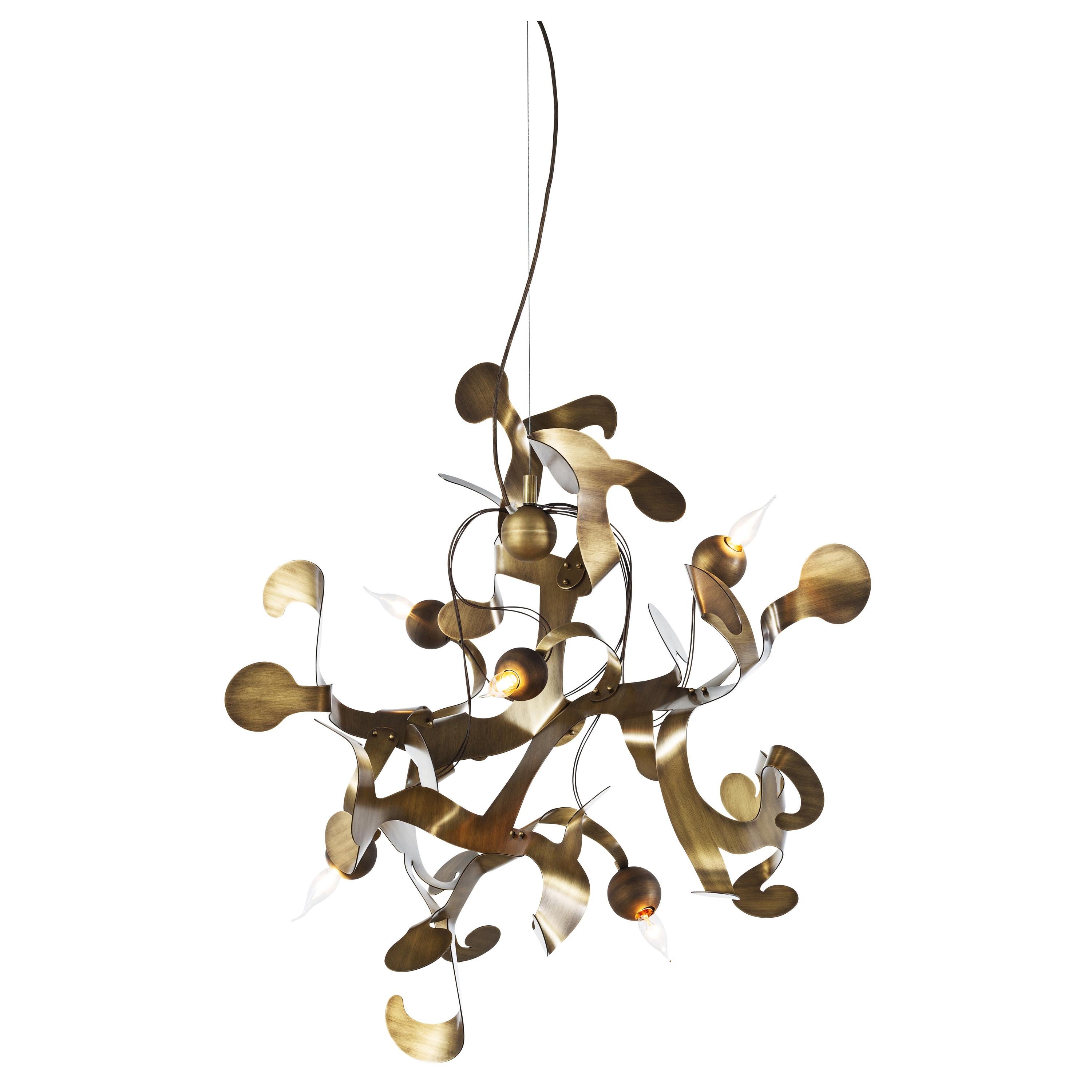 Modern Pendant in a Brass Aged Finish, Kelp Collection, by Brand van Egmond For Sale