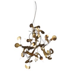 Modern Pendant in a Brass Aged Finish, Kelp Collection, by Brand van Egmond