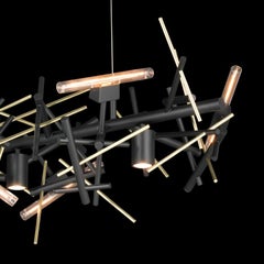 Lampe à suspension moderne en finition laiton bruni, collection Linea (110 - 120 tension)