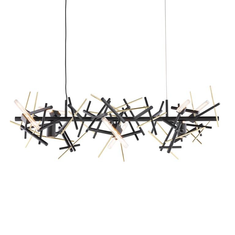 Modern Pendant in a Brass Burnished Finish, Linea Collection (110 - 120 voltage) For Sale
