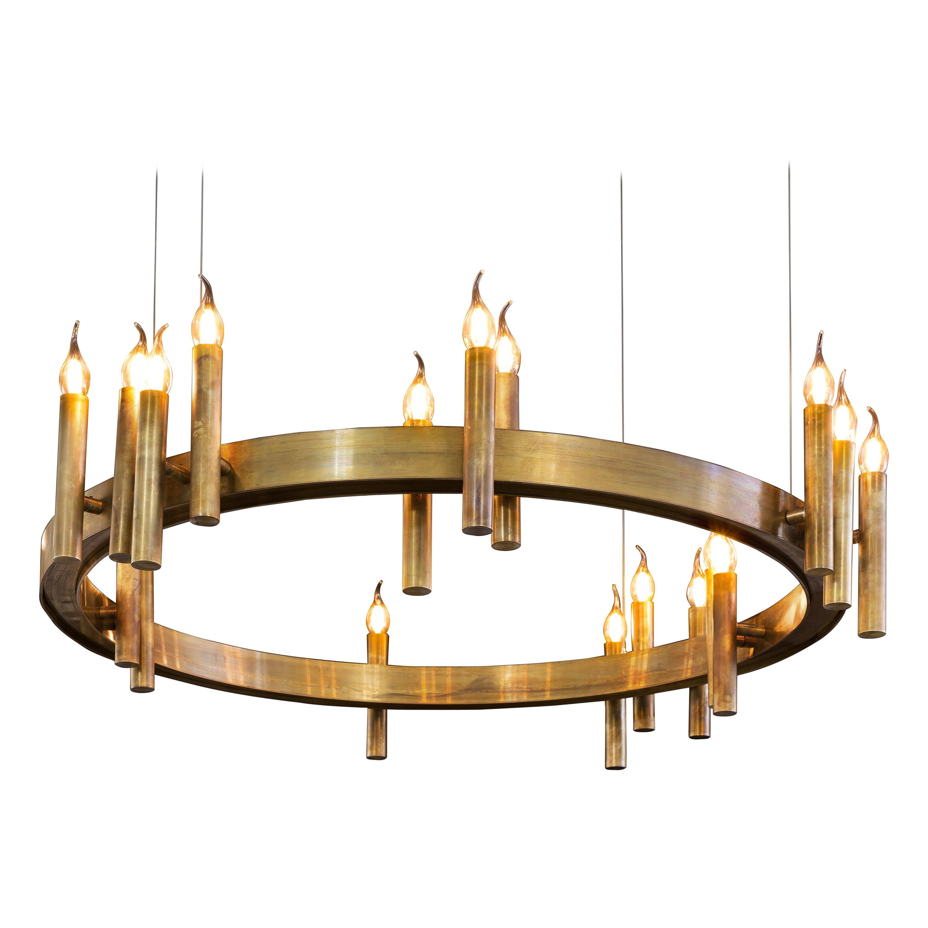 Modern Pendant in a Brass Burnished Finish, Shiro Collection, by Brand Van For Sale