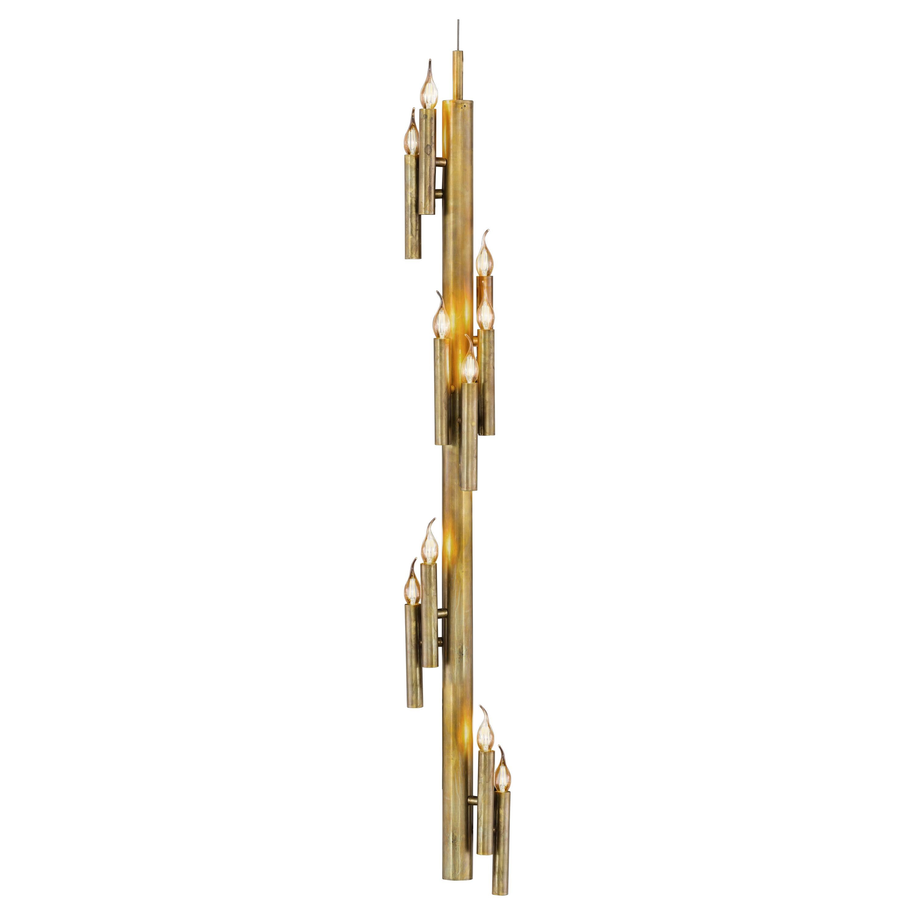 Modern Pendant in a Brass Burnished Finish, Shiro Collection, by Brand Van For Sale