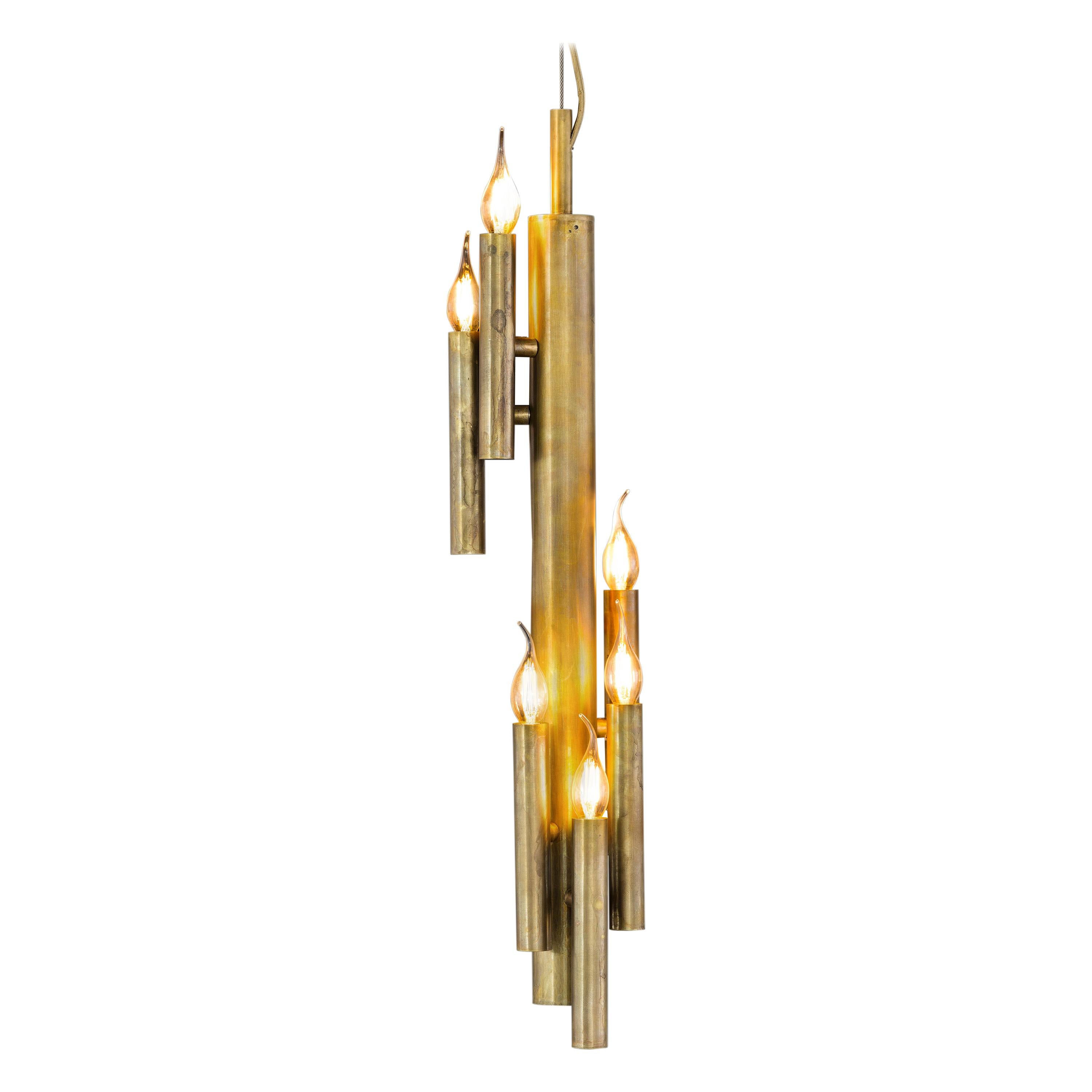 Modern Pendant in a Brass Burnished Finish, Shiro Collection, by Brand Van