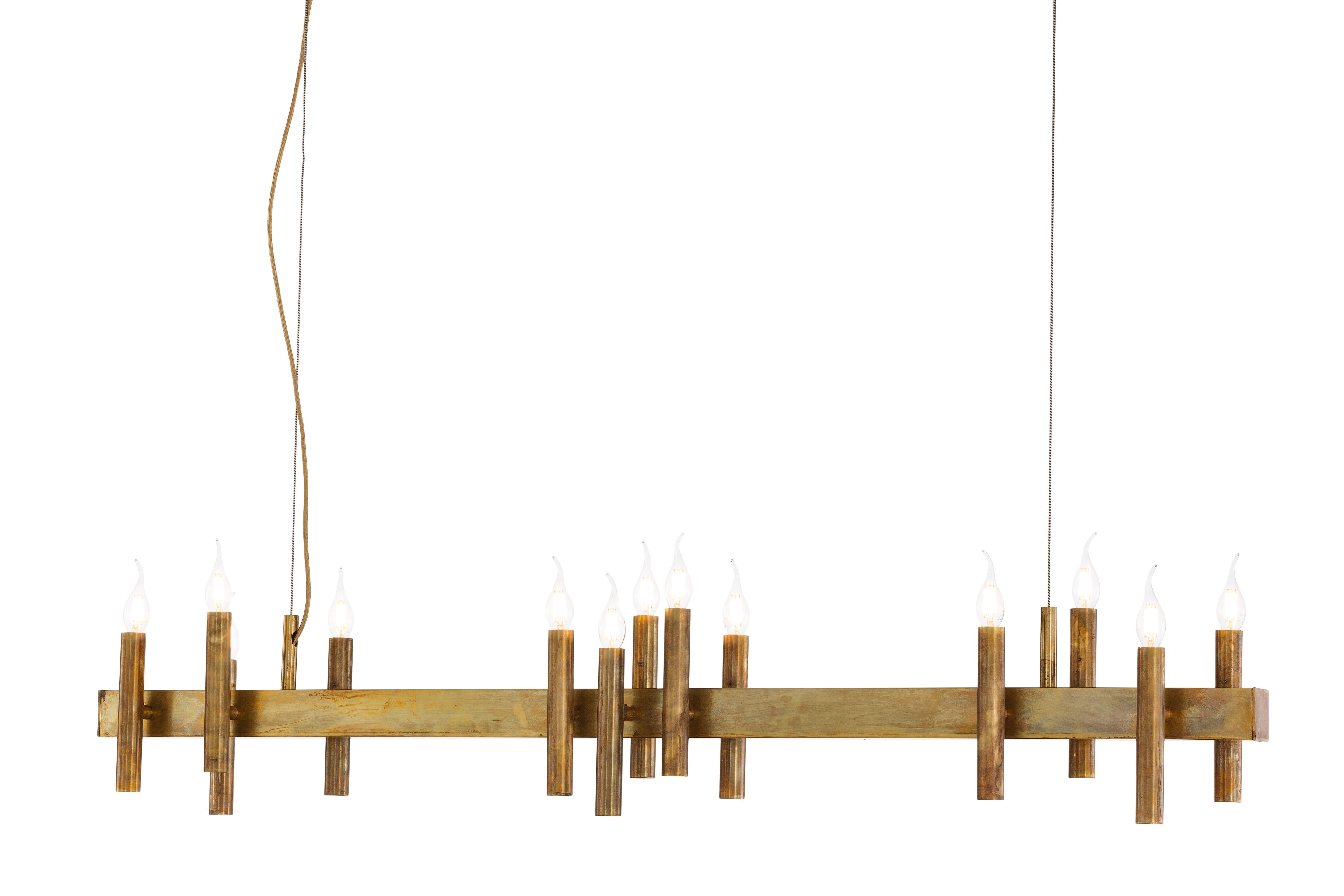 Modern Pendant in a Brass Burnished Finish, Shiro Collection, by Brand Van For Sale