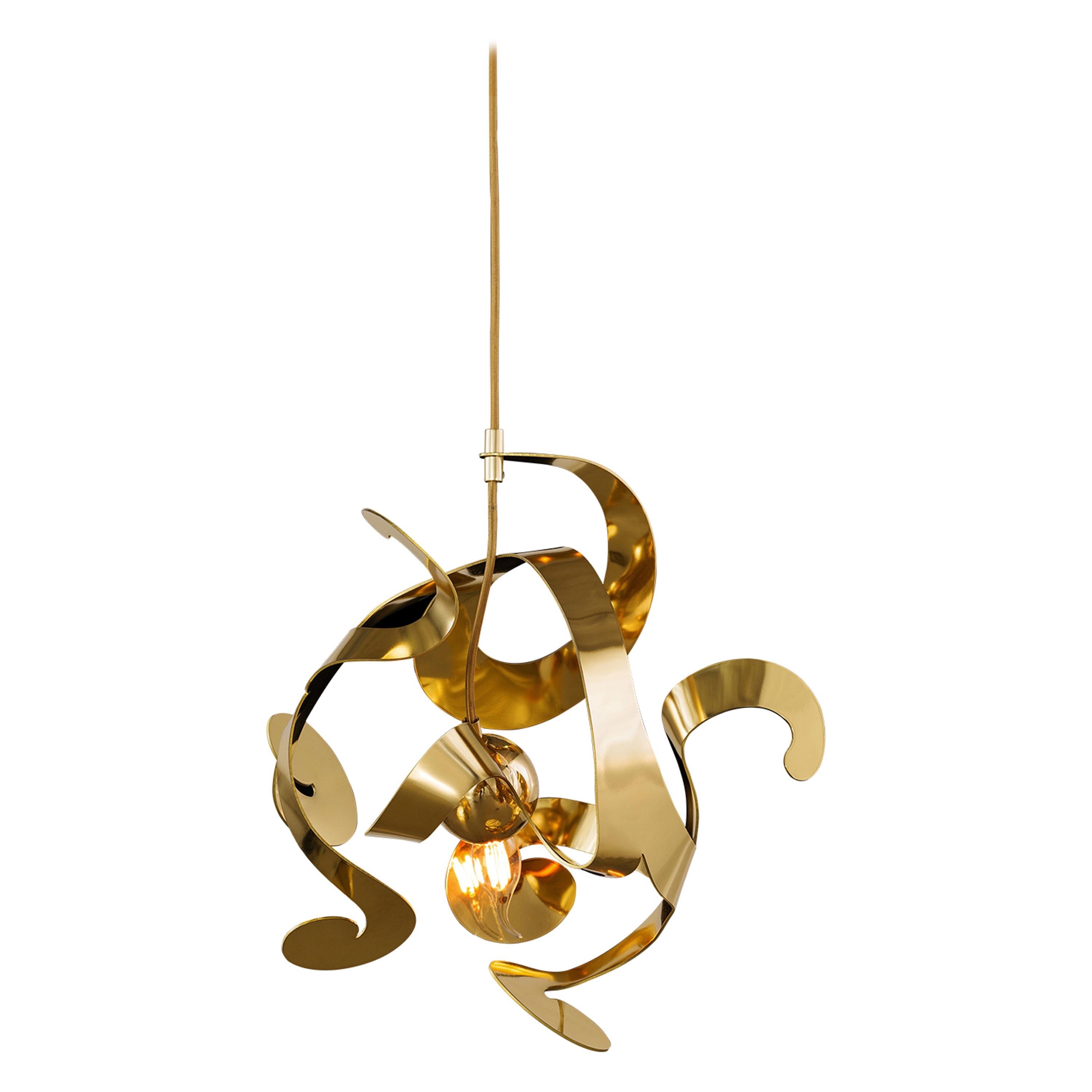 Modern Pendant in a Brass Finish, Kelp Collection, by Brand van Egmond For Sale