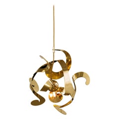 Modern Pendant in a Brass Finish, Kelp Collection, by Brand van Egmond