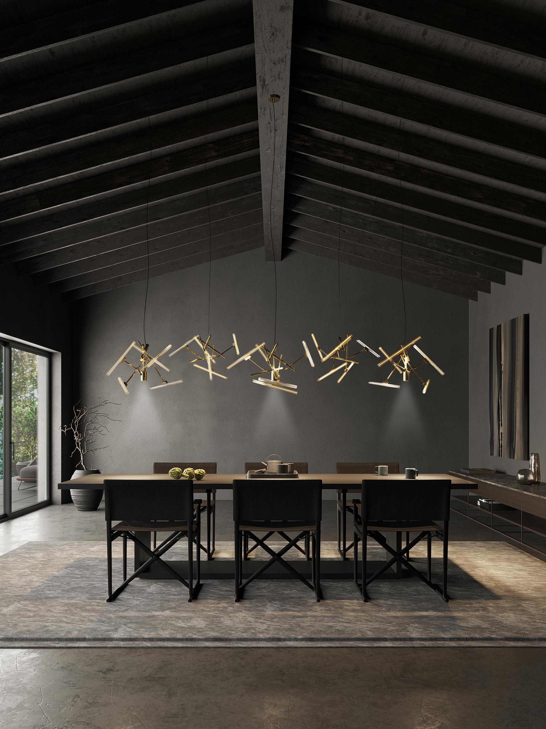 Dutch Modern Pendant in a Brass Finish, Linea Collection '110-120 voltage'