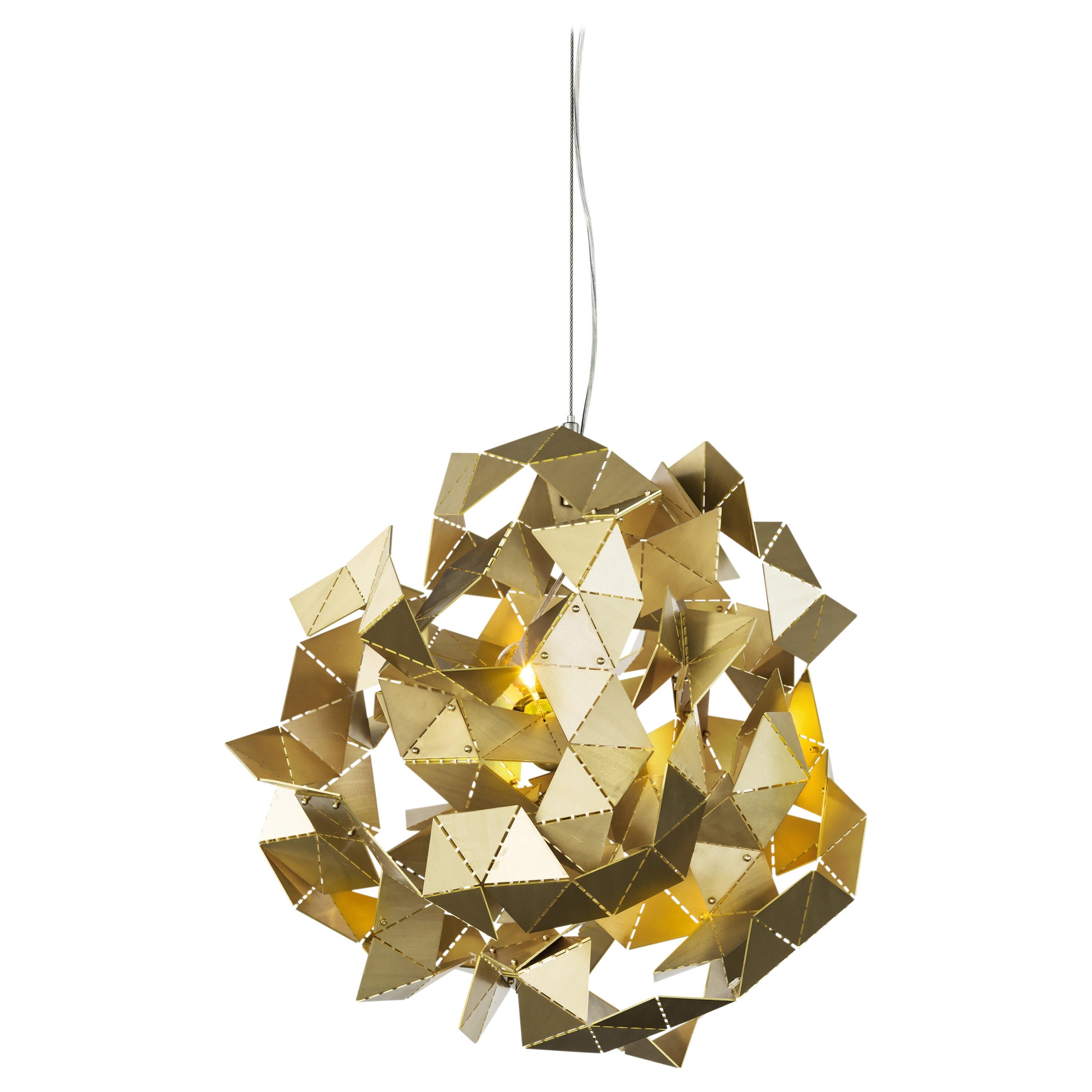 Modern Pendant in a Brass Grinded Finish, Fractal Cloud Collection, by Brand