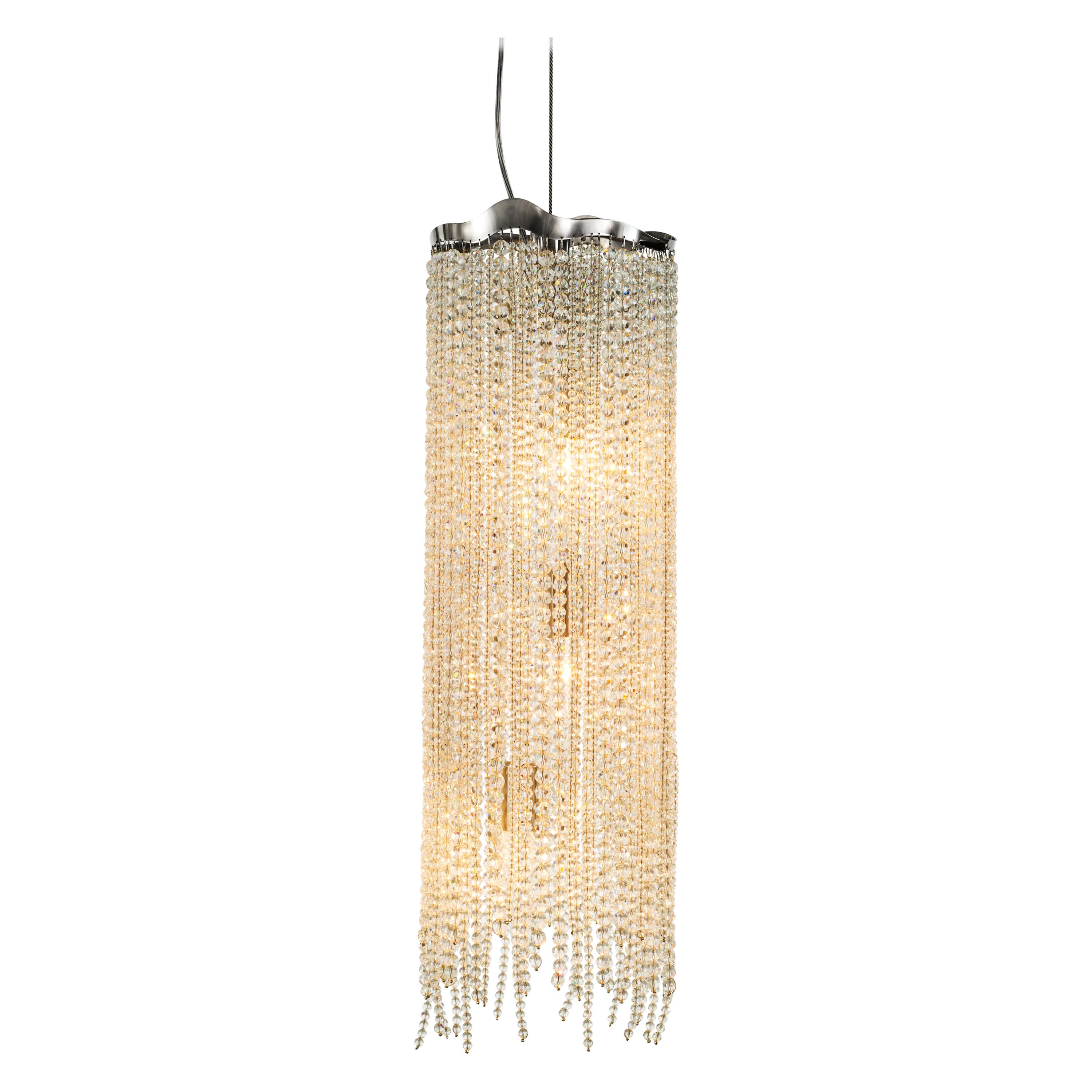 Modern Pendant in a Nickel Finish with Crystals, Victoria Collection, by Brand For Sale
