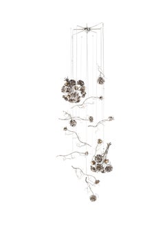 Moderner moderner Anhänger in Bouquet-Form und in Nickel-Finish, La Vie En Rose