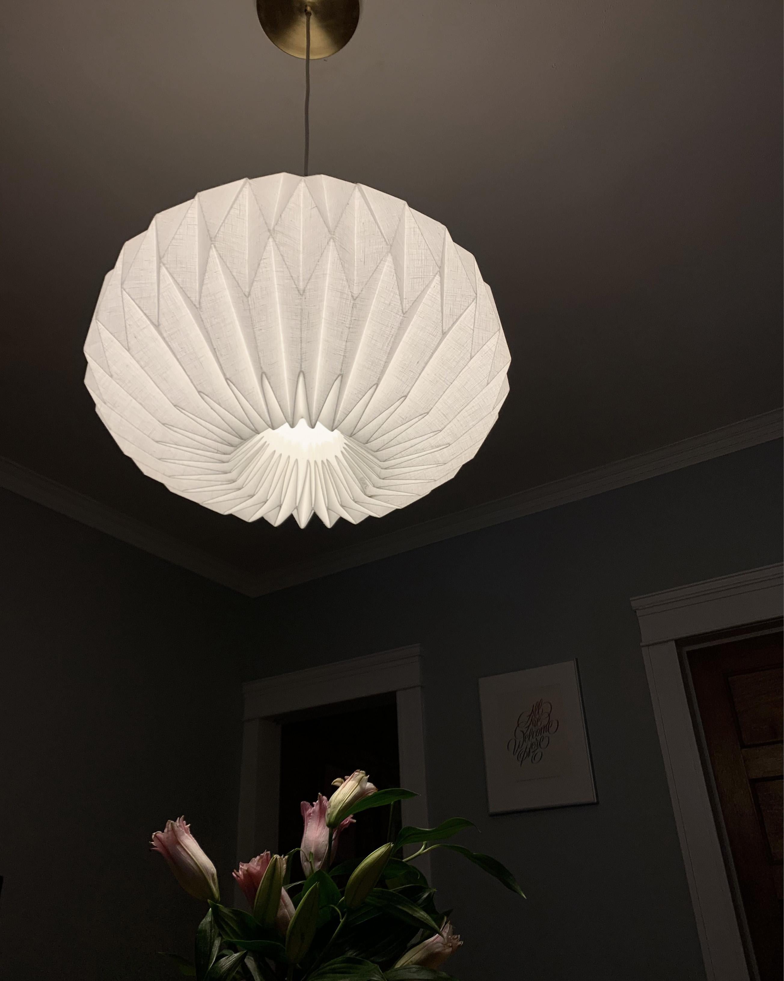 Modern Pendant Lamp - Unique Linen Pendant Lampshade by La Loupe In New Condition For Sale In Baltimore, MD