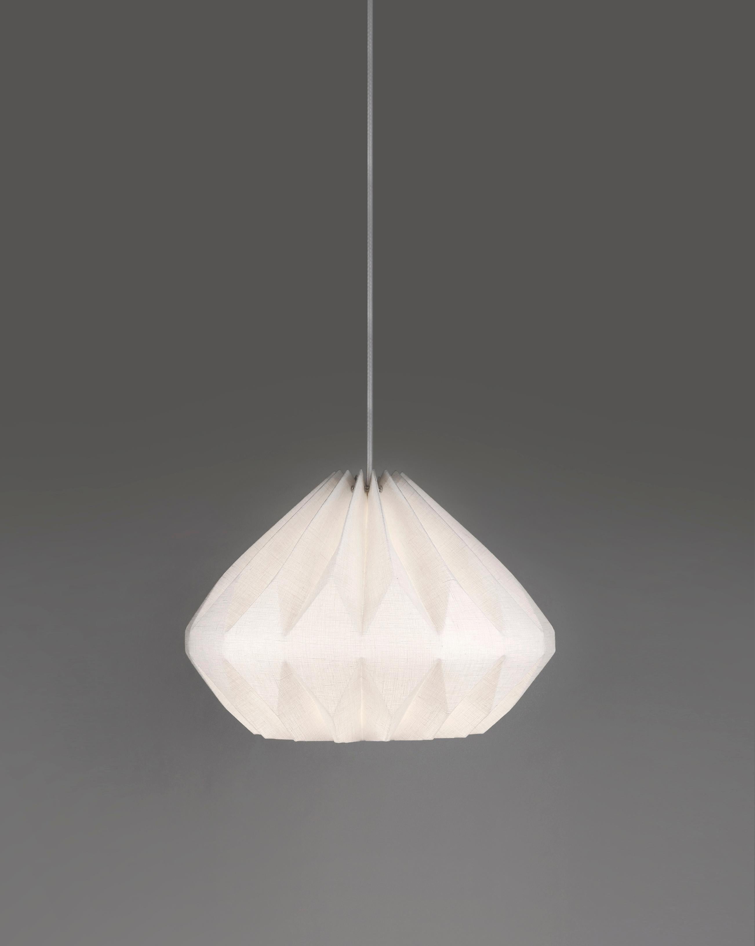 Mid-Century Modern Modern Pendant Lamp - Medium Size - Unique Linen Pendant Lampshade by La Loupe For Sale