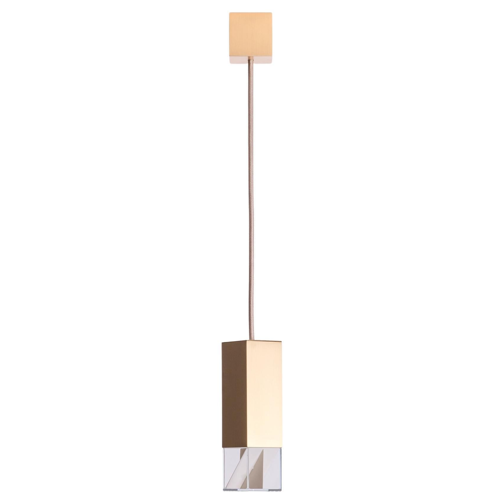 Golden Brass Pendant Lamp Single Suspension by Formaminima For Sale