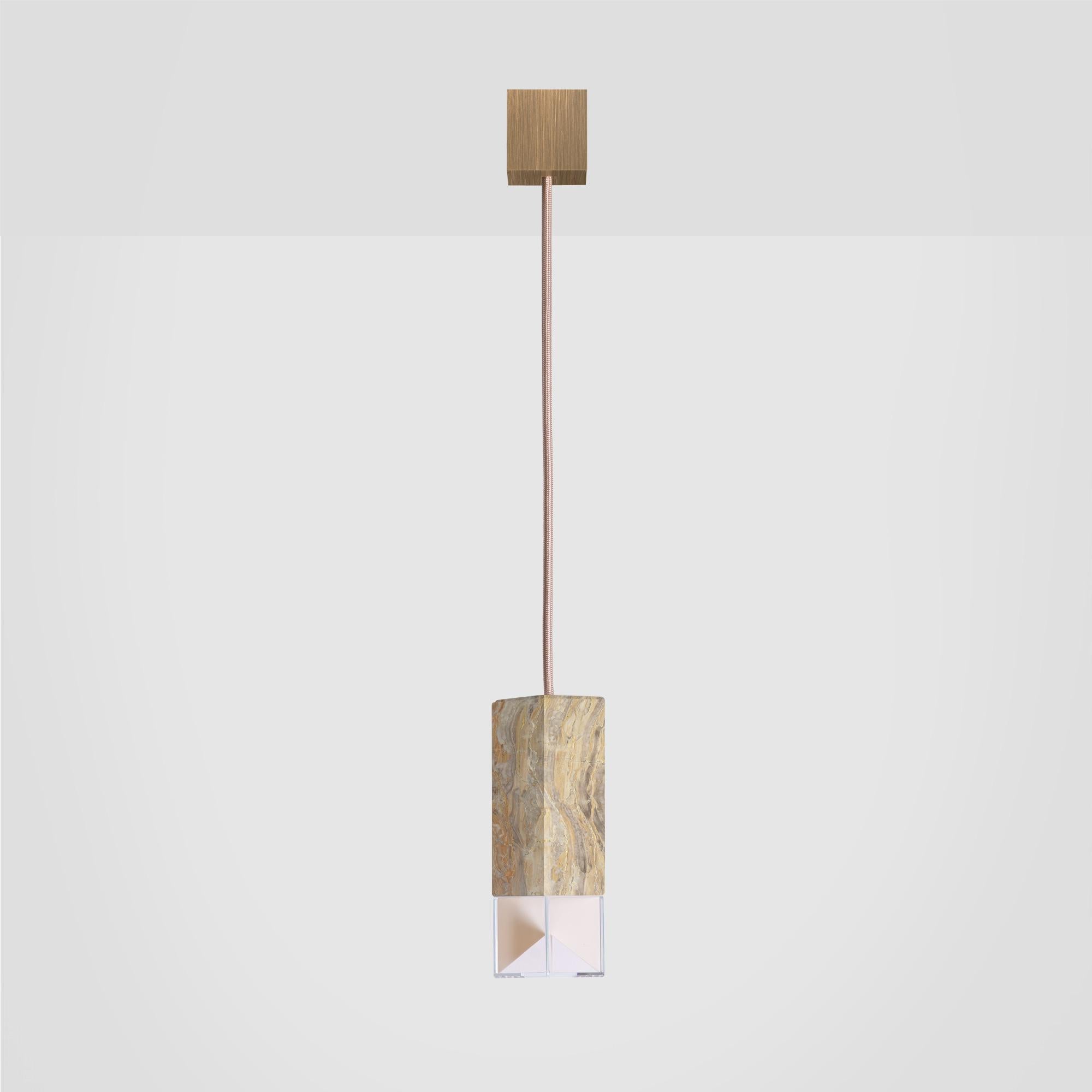 Contemporary Suspension Single Lamp in Arabescato Marble by Formaminima For Sale