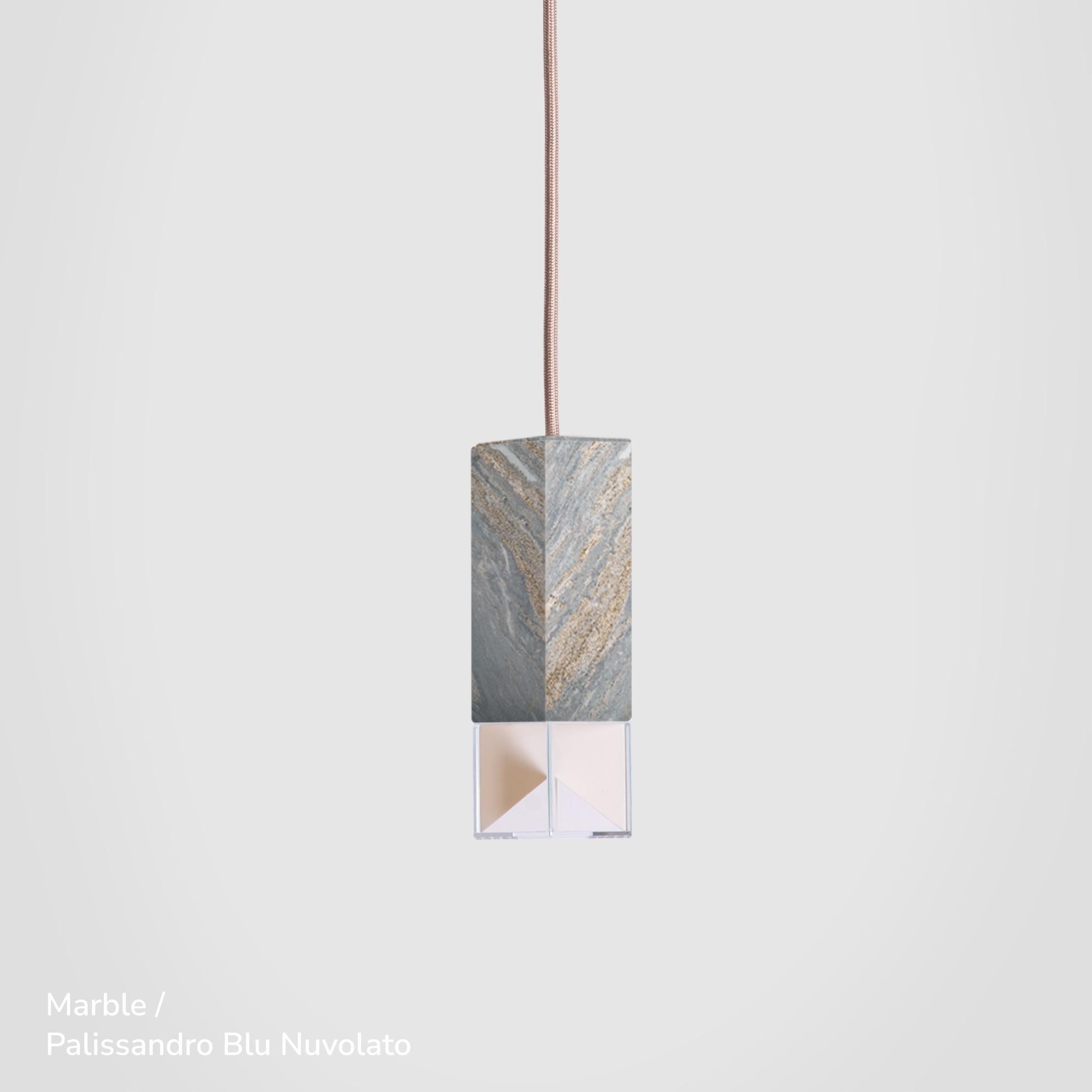 Suspension Single Lamp in Arabescato Marble by Formaminima For Sale 1