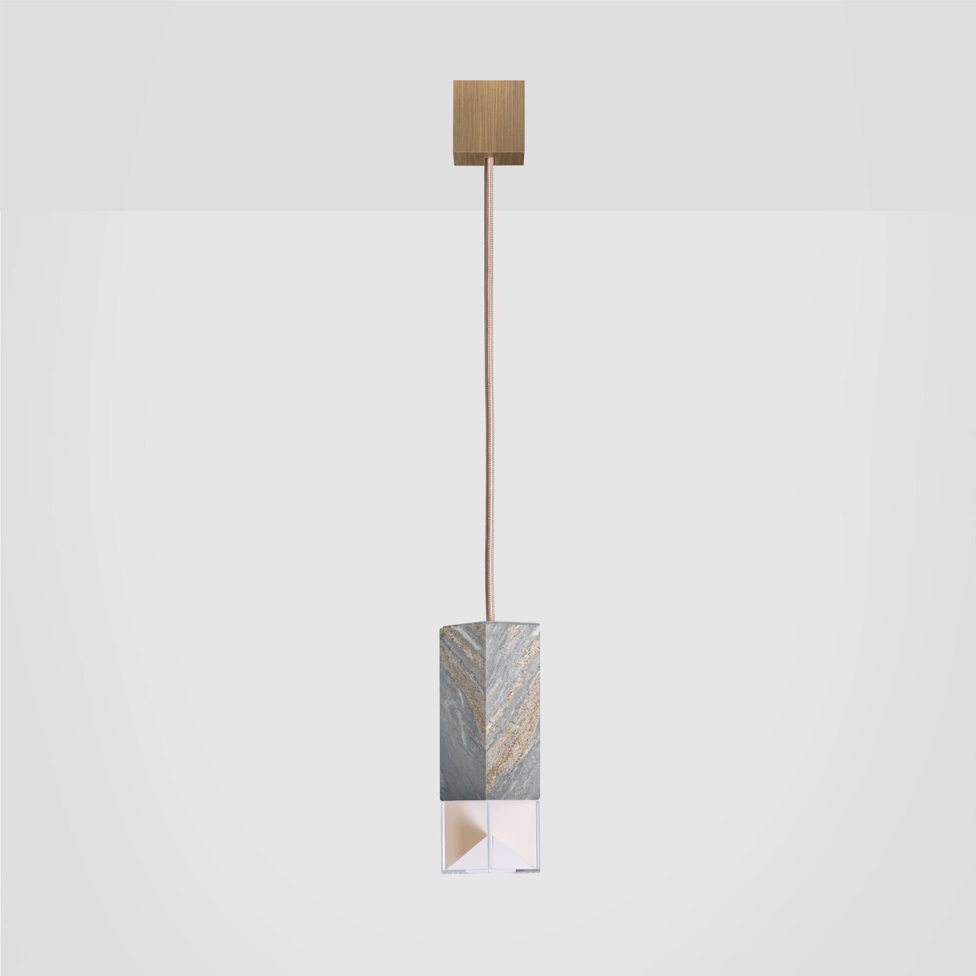 Contemporary Suspension Single Lamp in Palissandro Marble by Formaminima For Sale