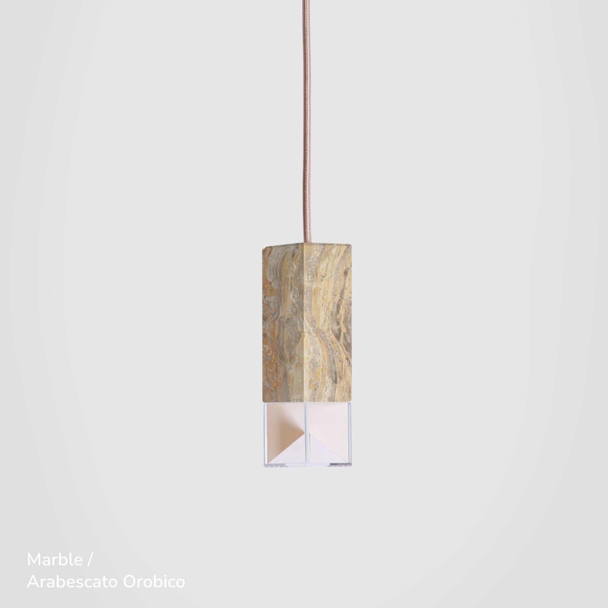 Suspension Single Lamp in Palissandro Marble by Formaminima For Sale 1