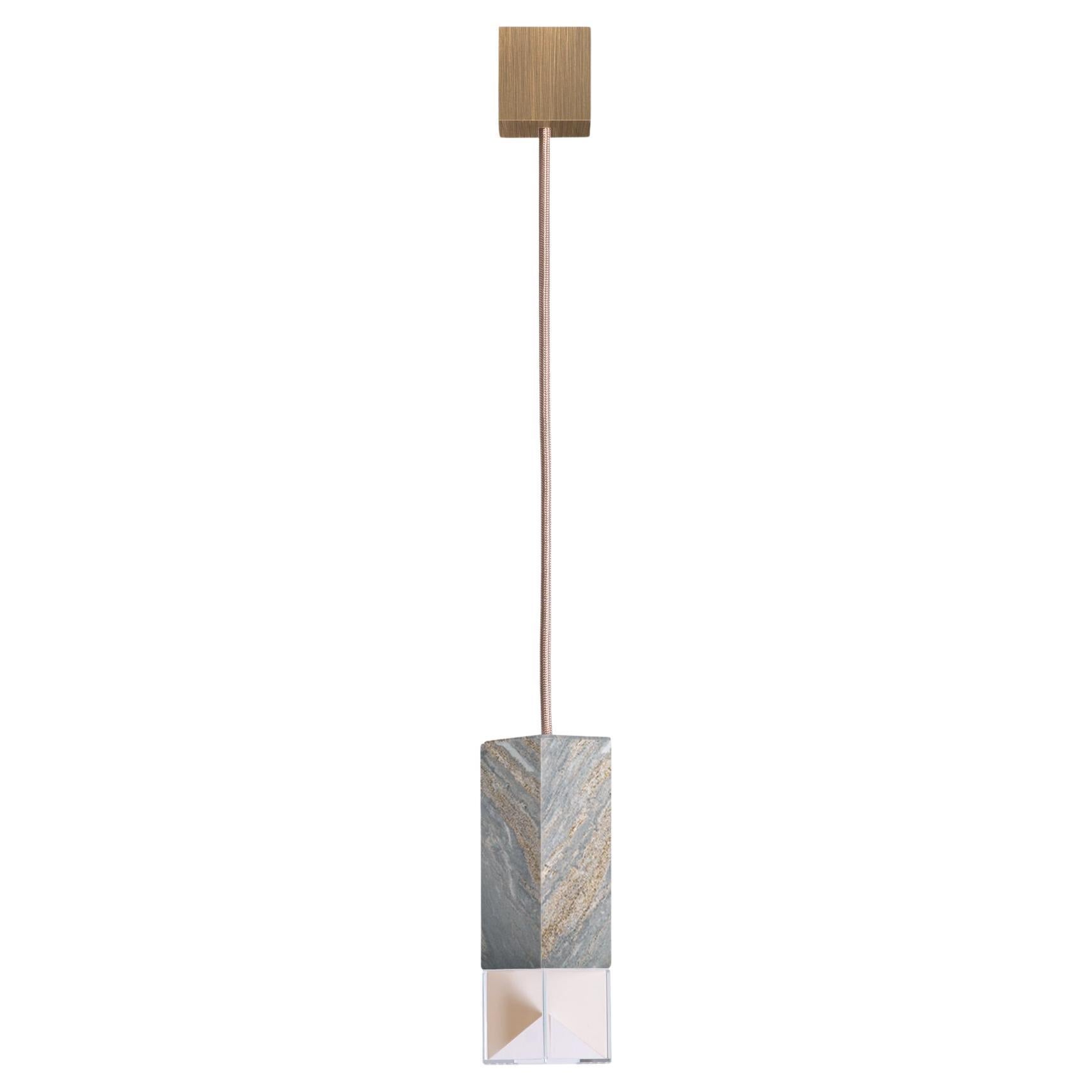 Suspension Single Lamp in Palissandro Marble by Formaminima For Sale