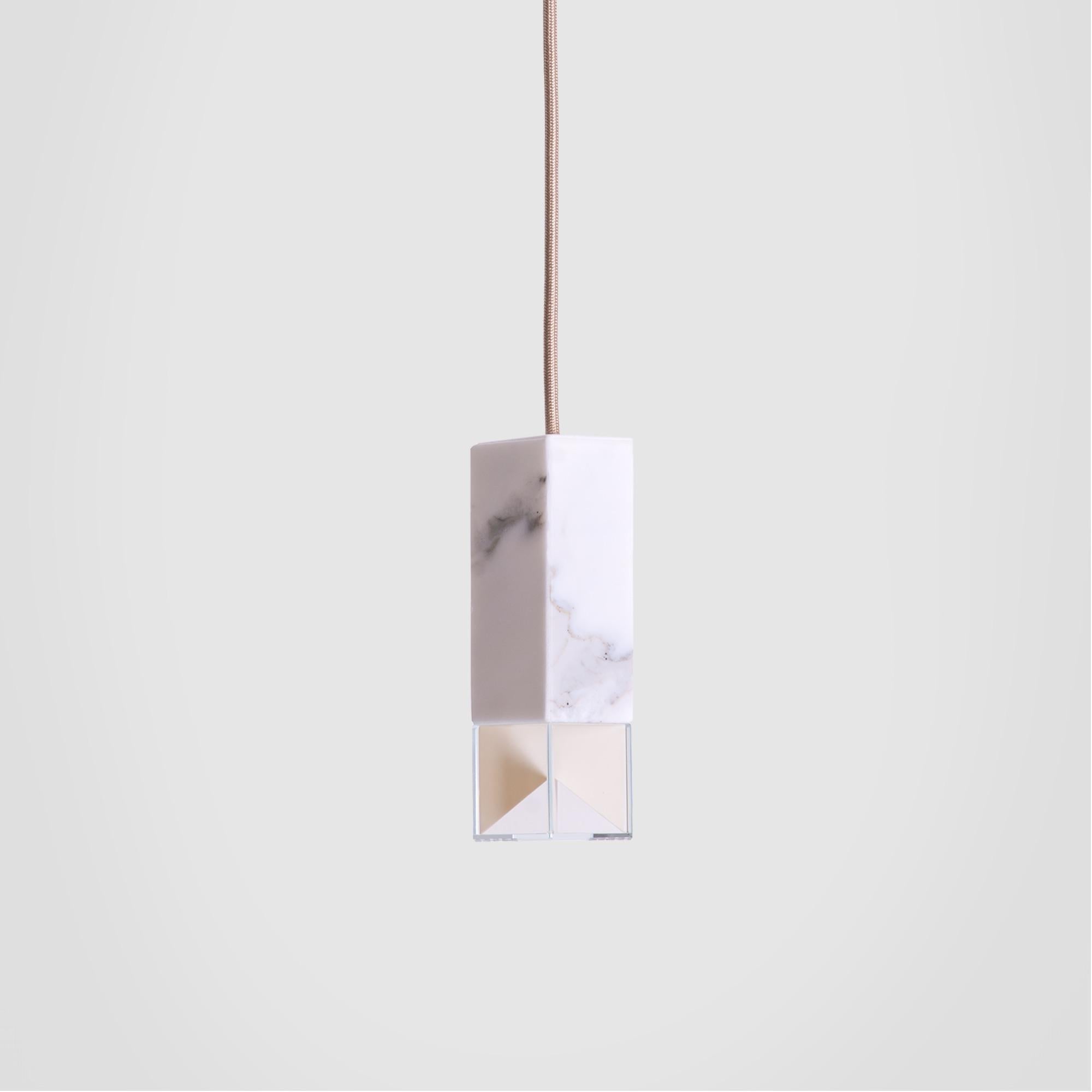 About
Calacatta Marble Pendant Lamp Single Suspension by Formaminima

Lamp/One Marble from Single Suspensions Series
Design by Formaminima
Single Pendant
Materials:
Body lamp handcrafted in solid Calacatta marble / crystal glass diffuser hosting