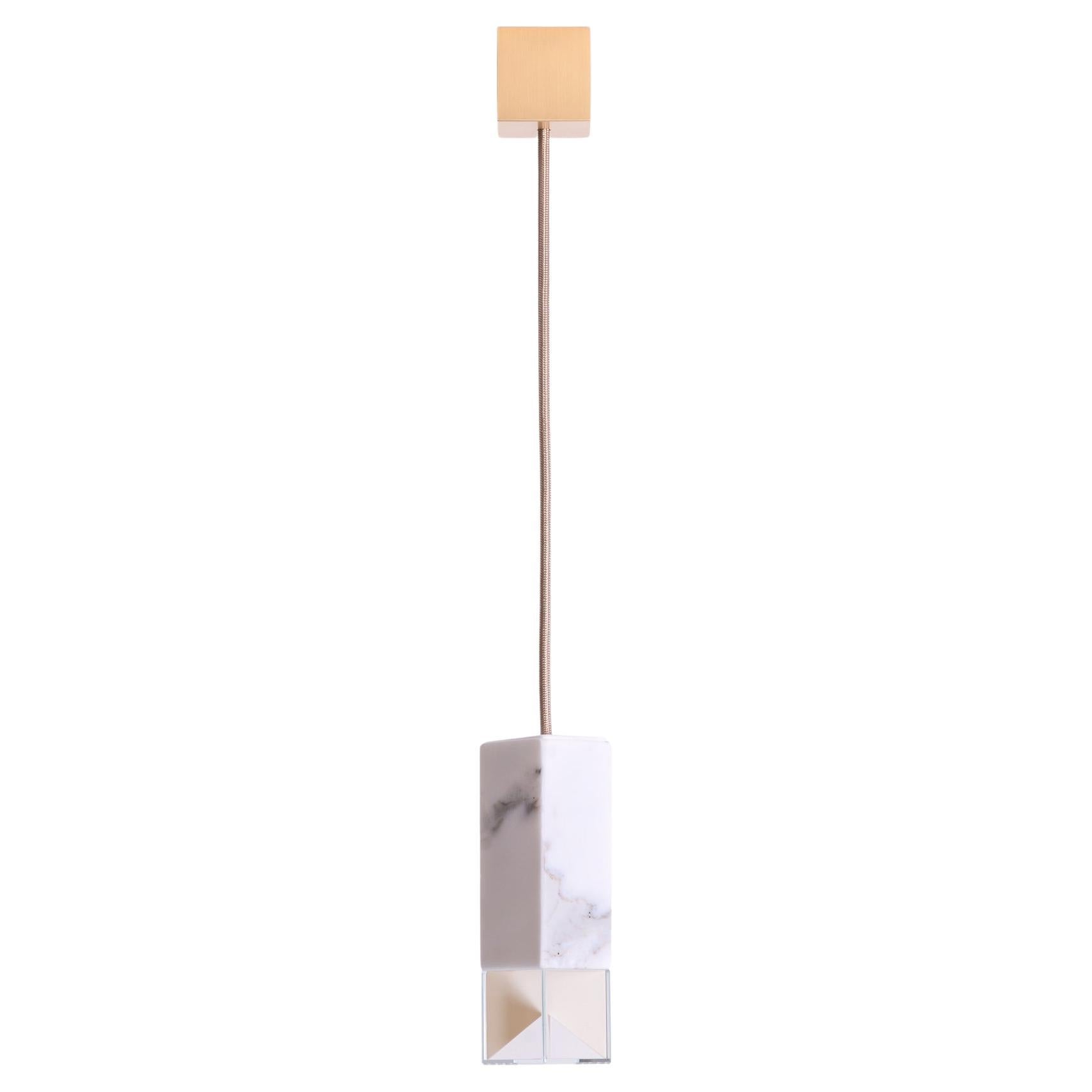 Calacatta Marble Pendant Lamp Single Suspension by Formaminima For Sale