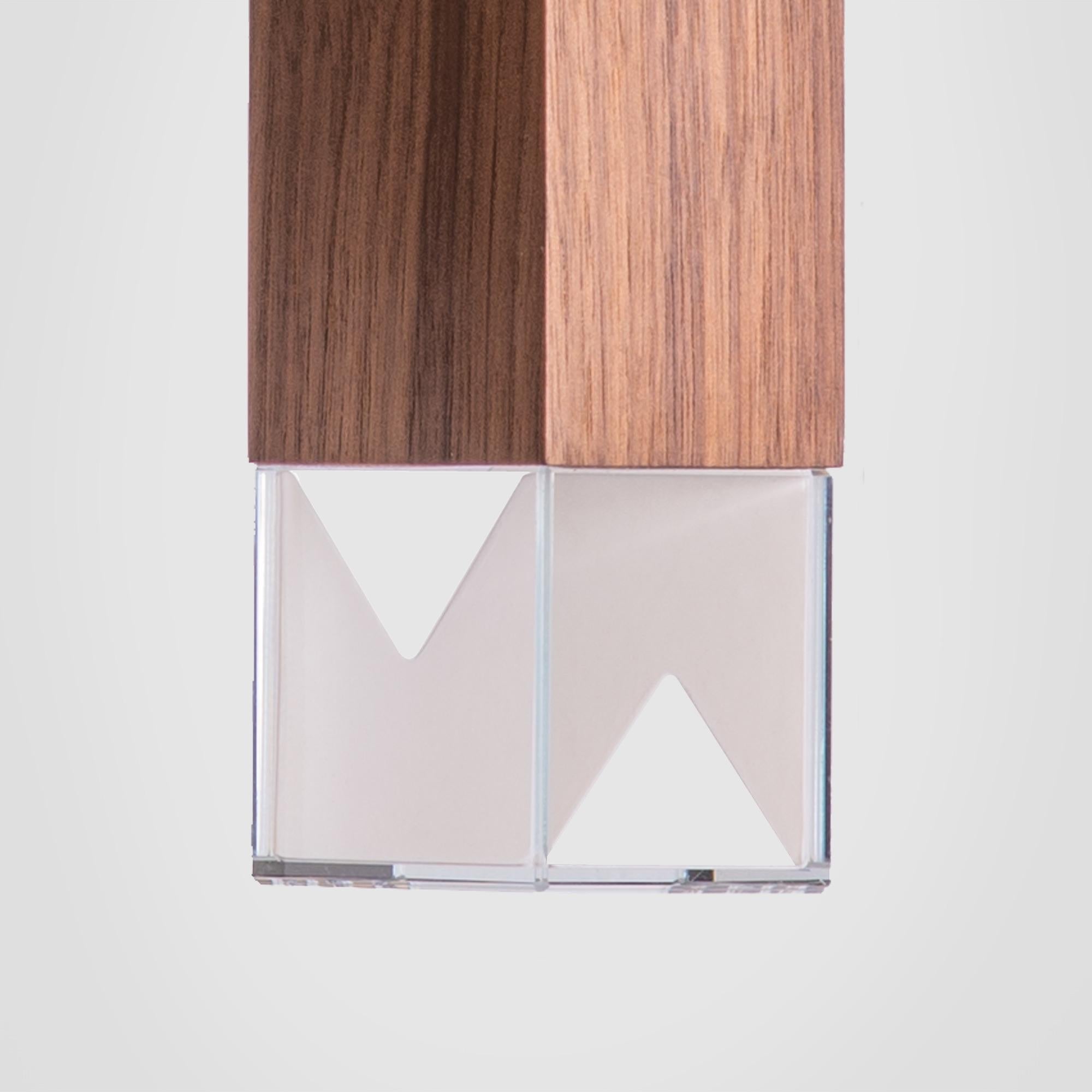 Modern Walnut Wood Pendant Lamp Single Suspension by Formaminima For Sale