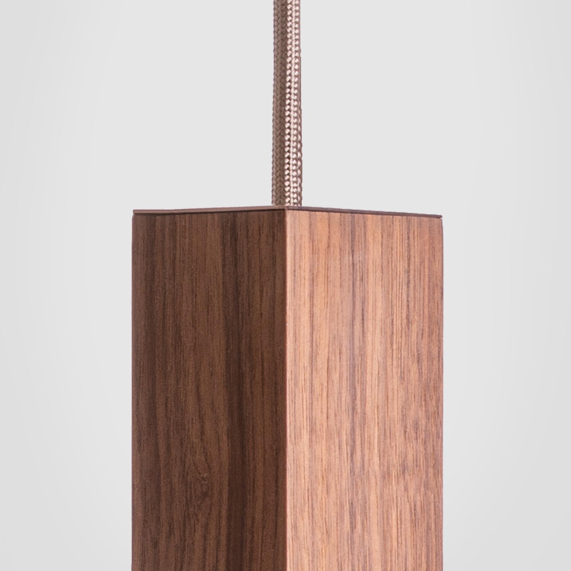 Italian Walnut Wood Pendant Lamp Single Suspension by Formaminima For Sale