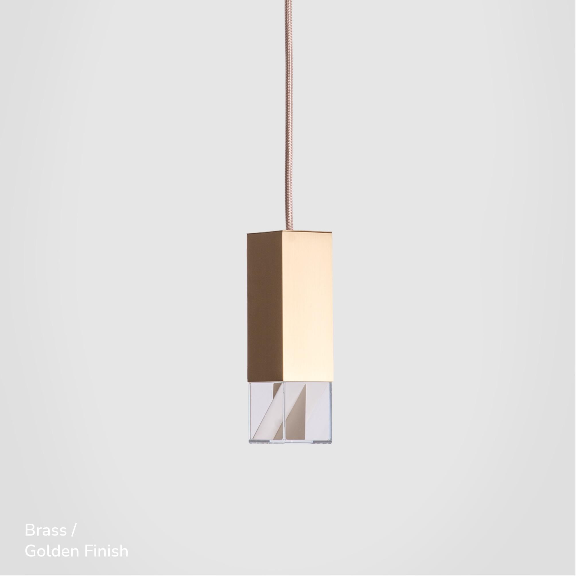Brass Walnut Wood Pendant Lamp Single Suspension by Formaminima For Sale