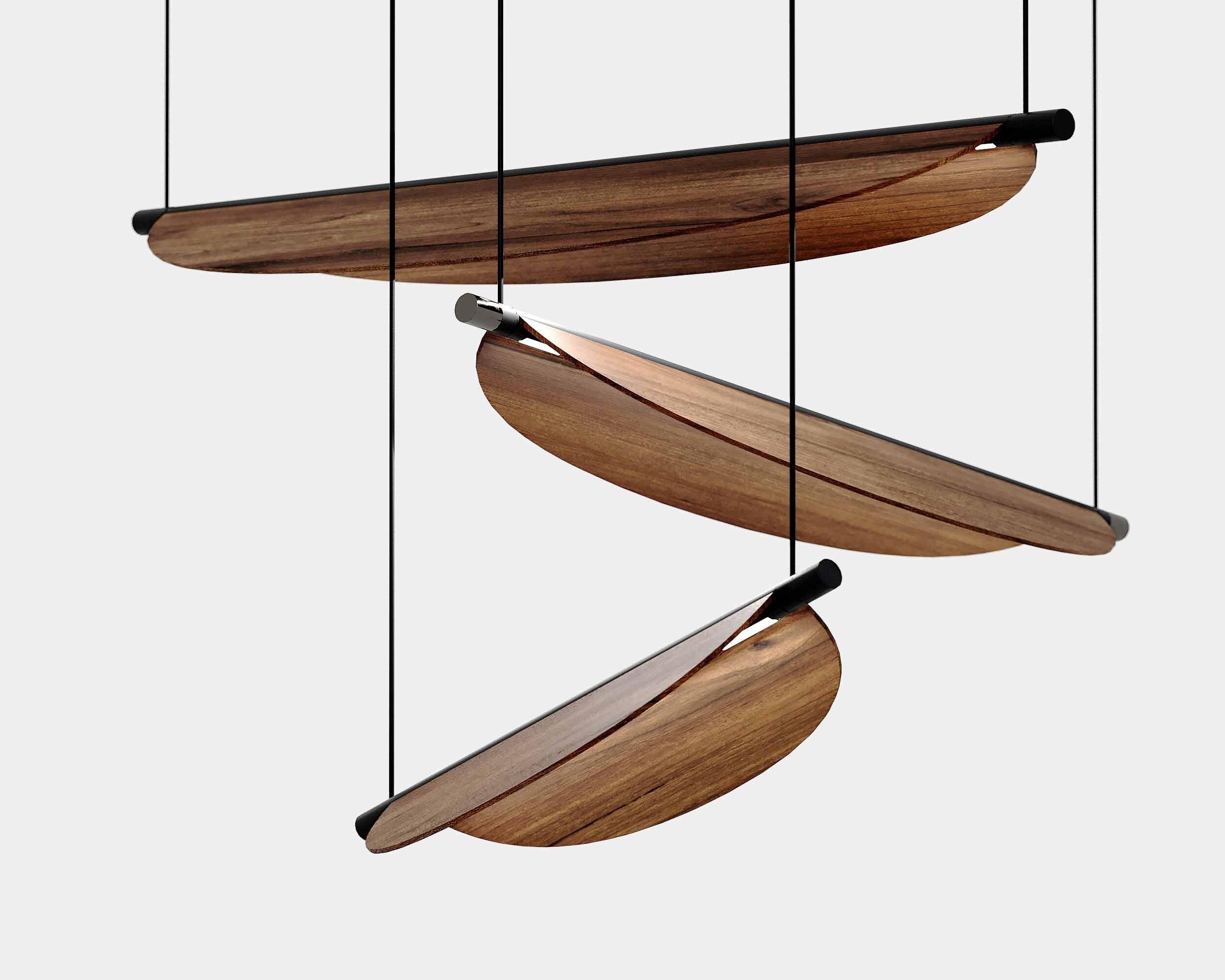 Thula 562.22 by Frederica Biasi x Tooy
Pendant Lamp 
Compliant with US electric system

Model sold: 
- hardware sand black 
- details in satin nickel
- shade in walnut canaletto

Materials: aluminum, metal, wood

The Thula suspension lamps are based