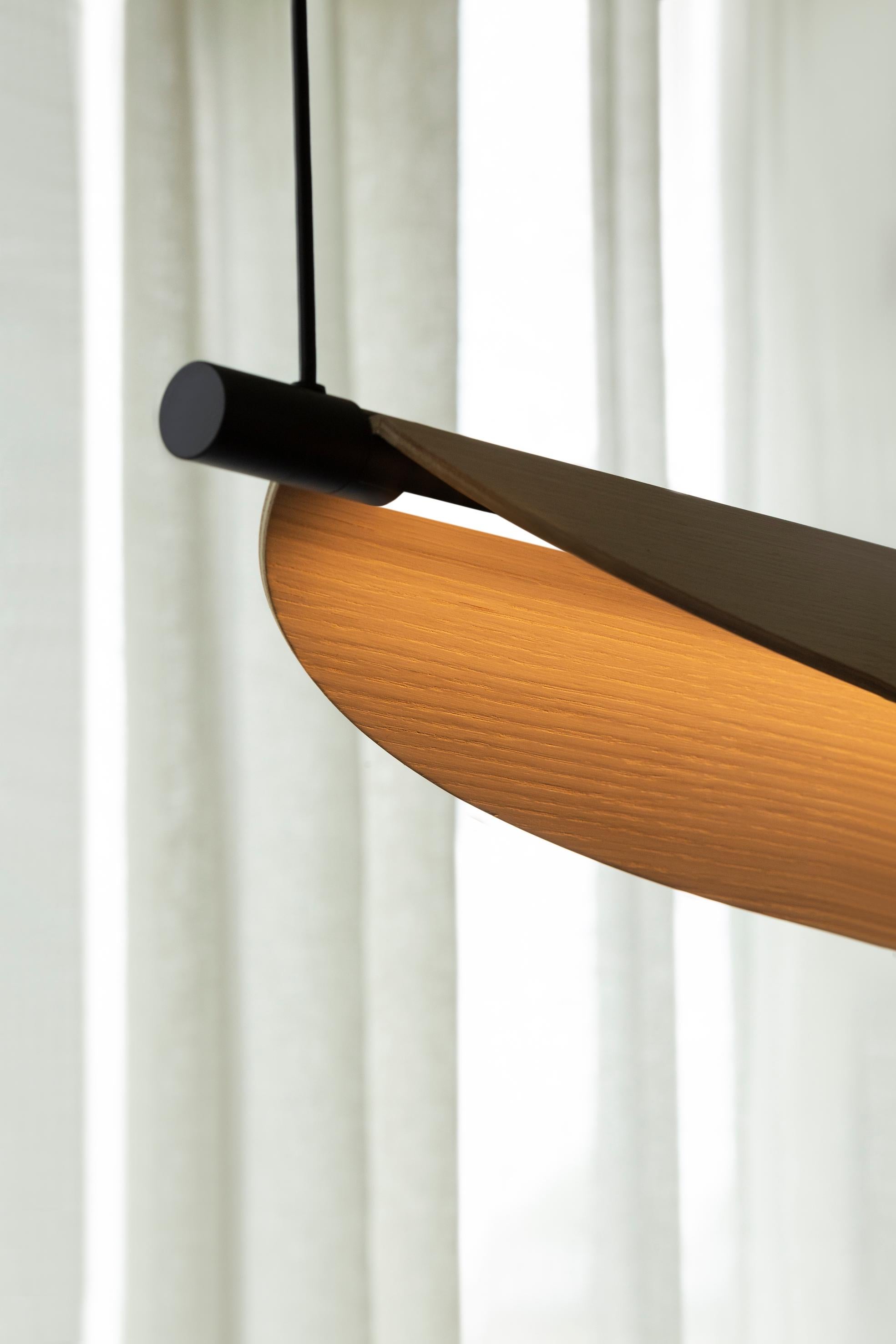 Contemporary Modern Pendant Lamp 'Thula 562.23' by Federica Biasi x Tooy, Black & Light Oak For Sale