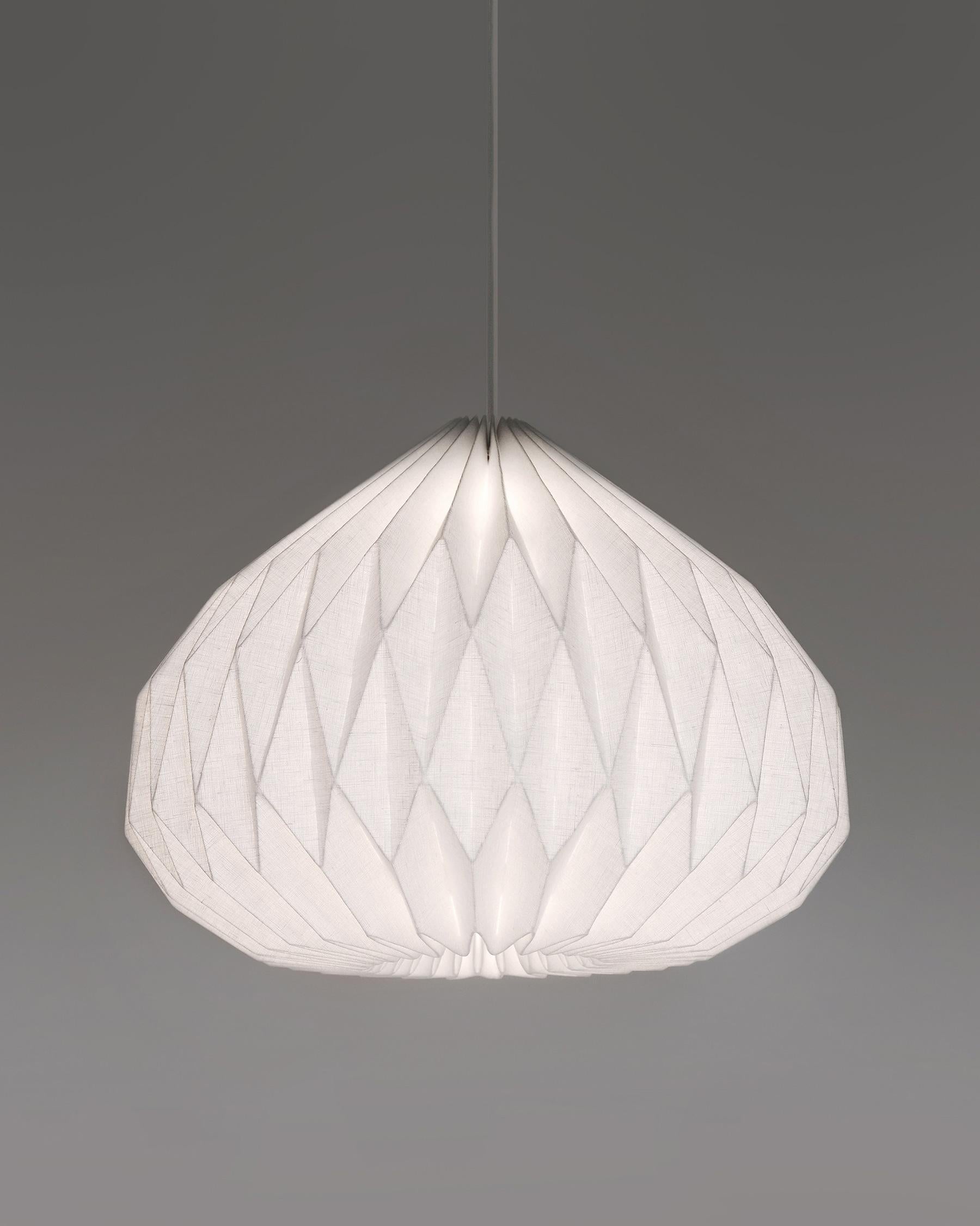 Hand-Crafted Modern Pendant Lamp - Unique Linen Pendant Lampshade by La Loupe For Sale