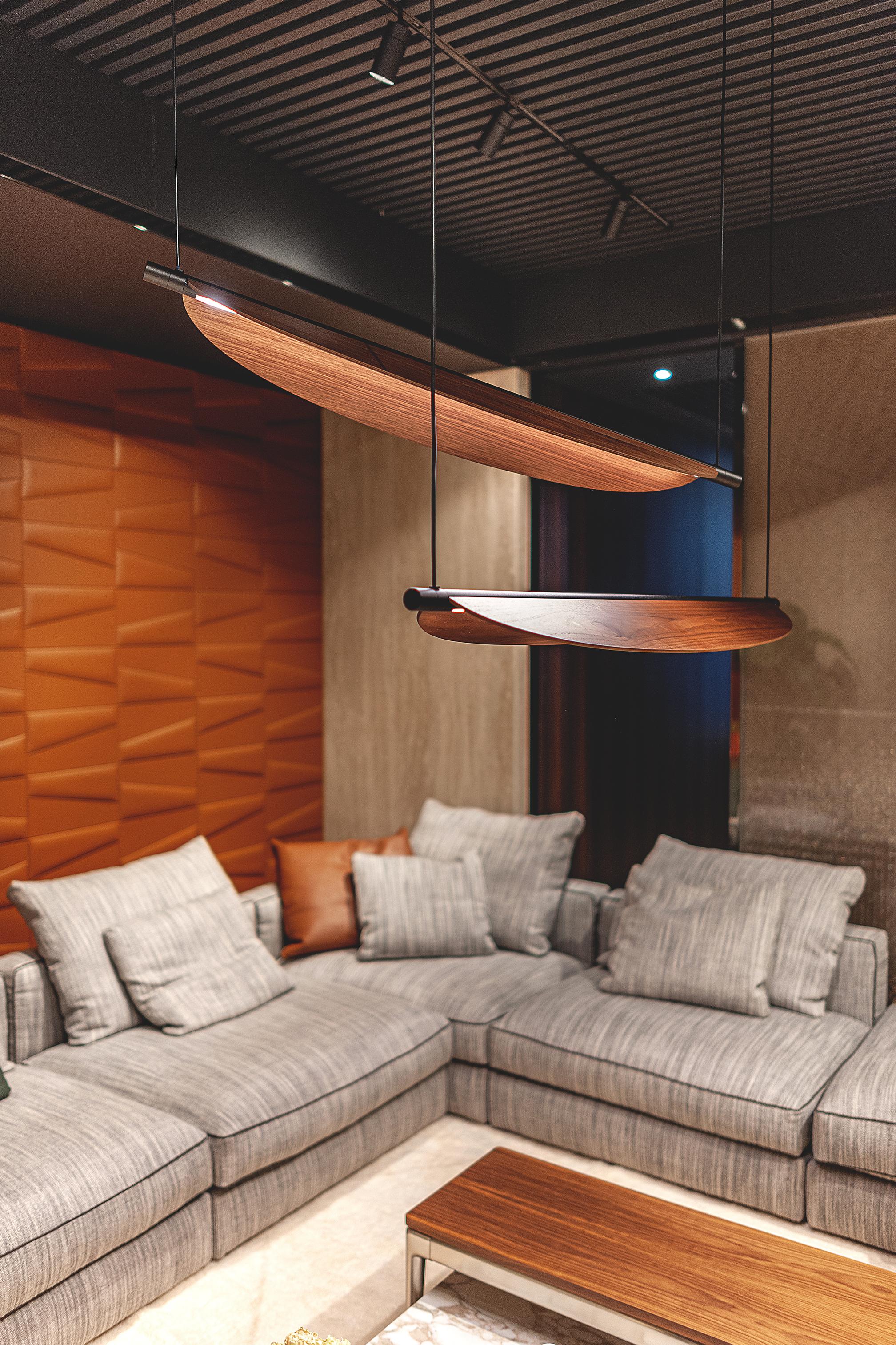 Modern Pendant Lamps 'Thula' by Federica Biasi x Tooy, Walnut For Sale 4