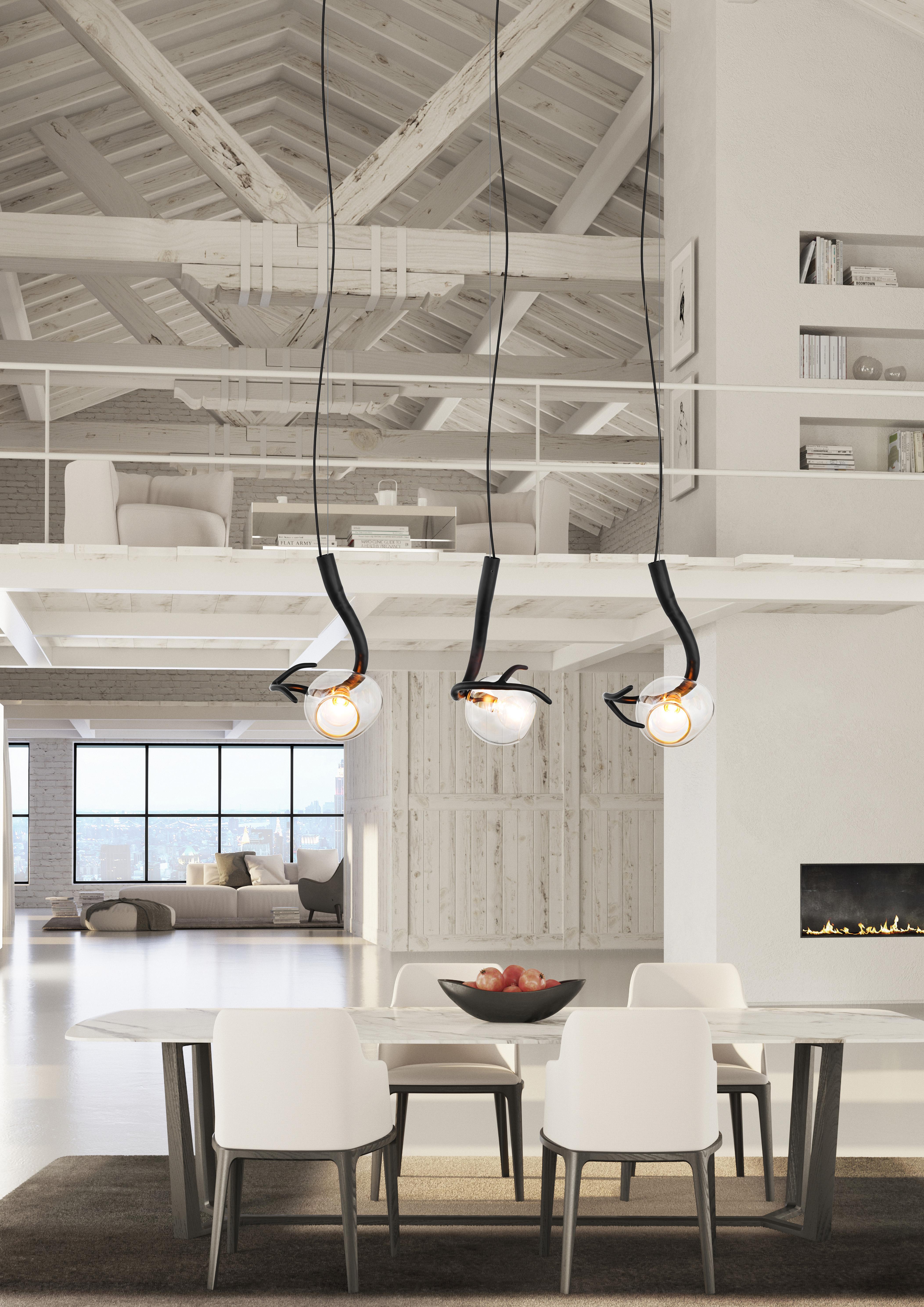 Dutch Modern Pendant with Colored Glass in a Black Matt Finish - Ersa Collection For Sale
