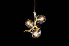 Modern Pendant with Colored Glass in a Brass Burnished Finish, Ersa Collection