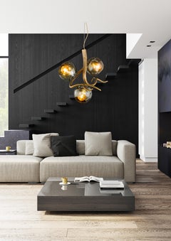 Modern Pendant with Colored Glass in a Nickel Finish, Ersa Collection, by Brand