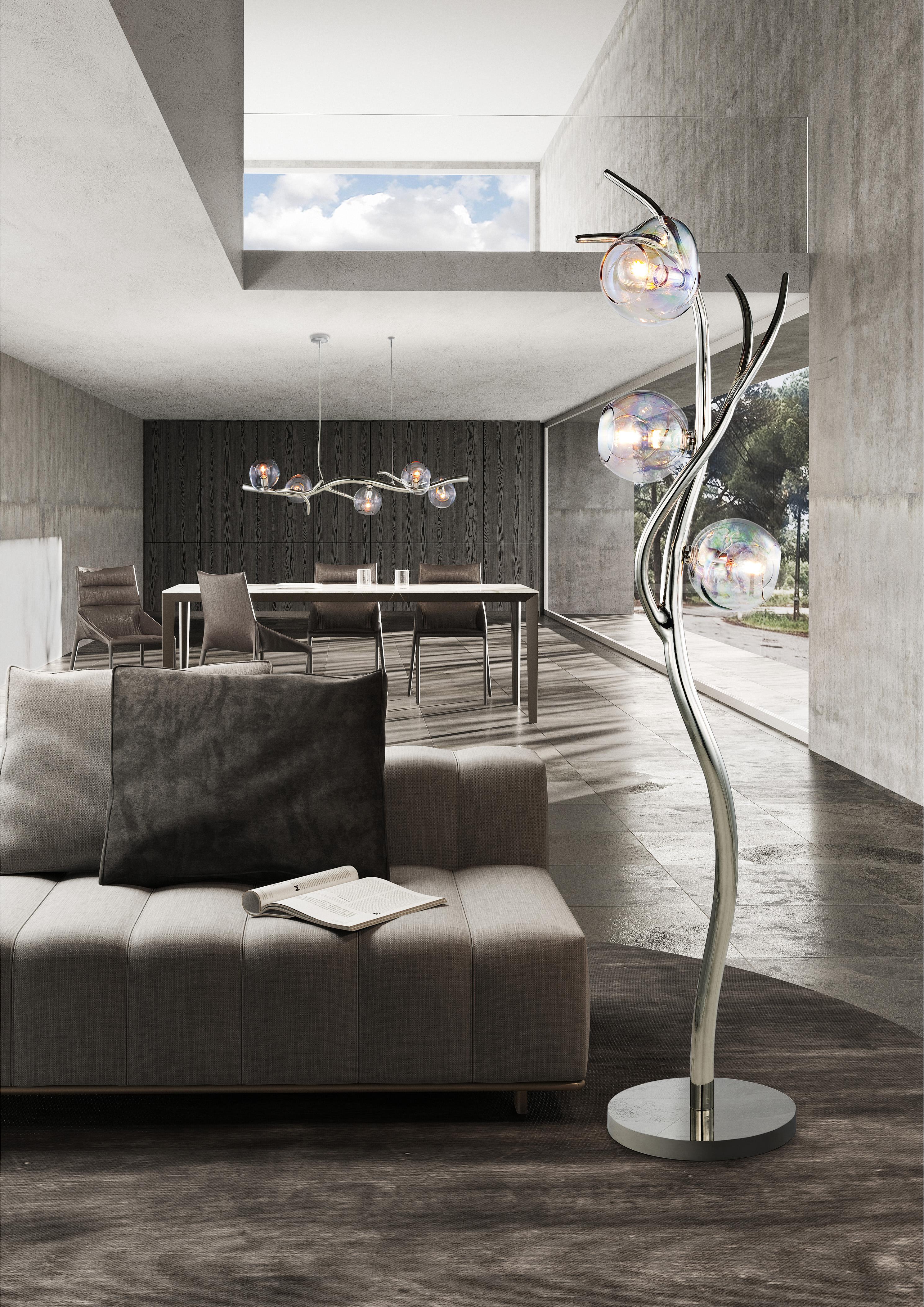 Dutch Modern Pendant with Colored Glass in a Nickel Finish, Ersa Collection, by Brand For Sale