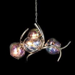 Modern Pendant with Colored Glass in a Nickel Finish, Ersa Collection, by Brand