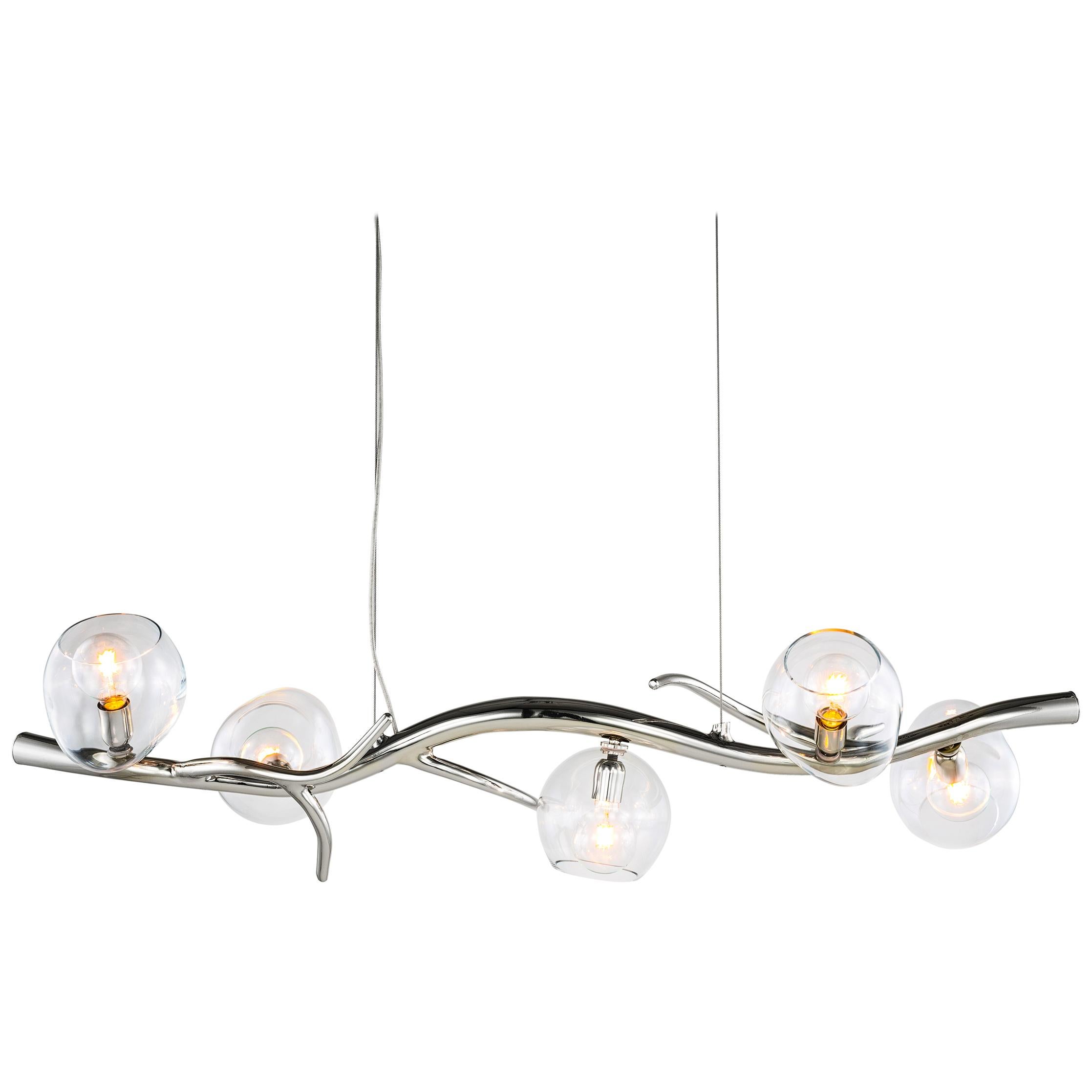 Modern Pendant with Colored Glass in a Nickel Finish, Ersa Collection, by Brand For Sale