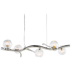 Modern Pendant with Colored Glass in a Nickel Finish, Ersa Collection, by Brand
