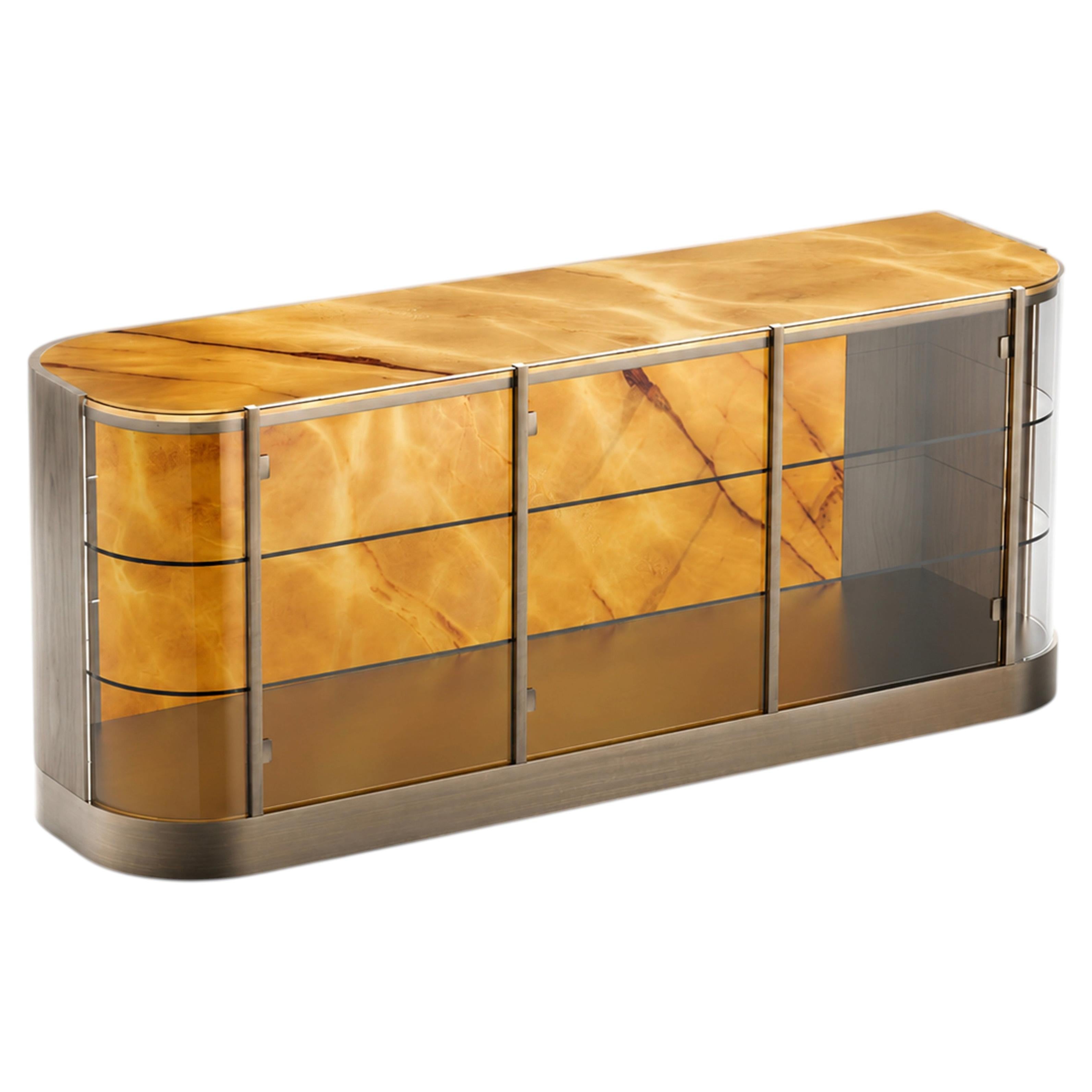 Modern Penedo Greyish Oak Marble Sideboard, Handmade in Portugal by Greenapple