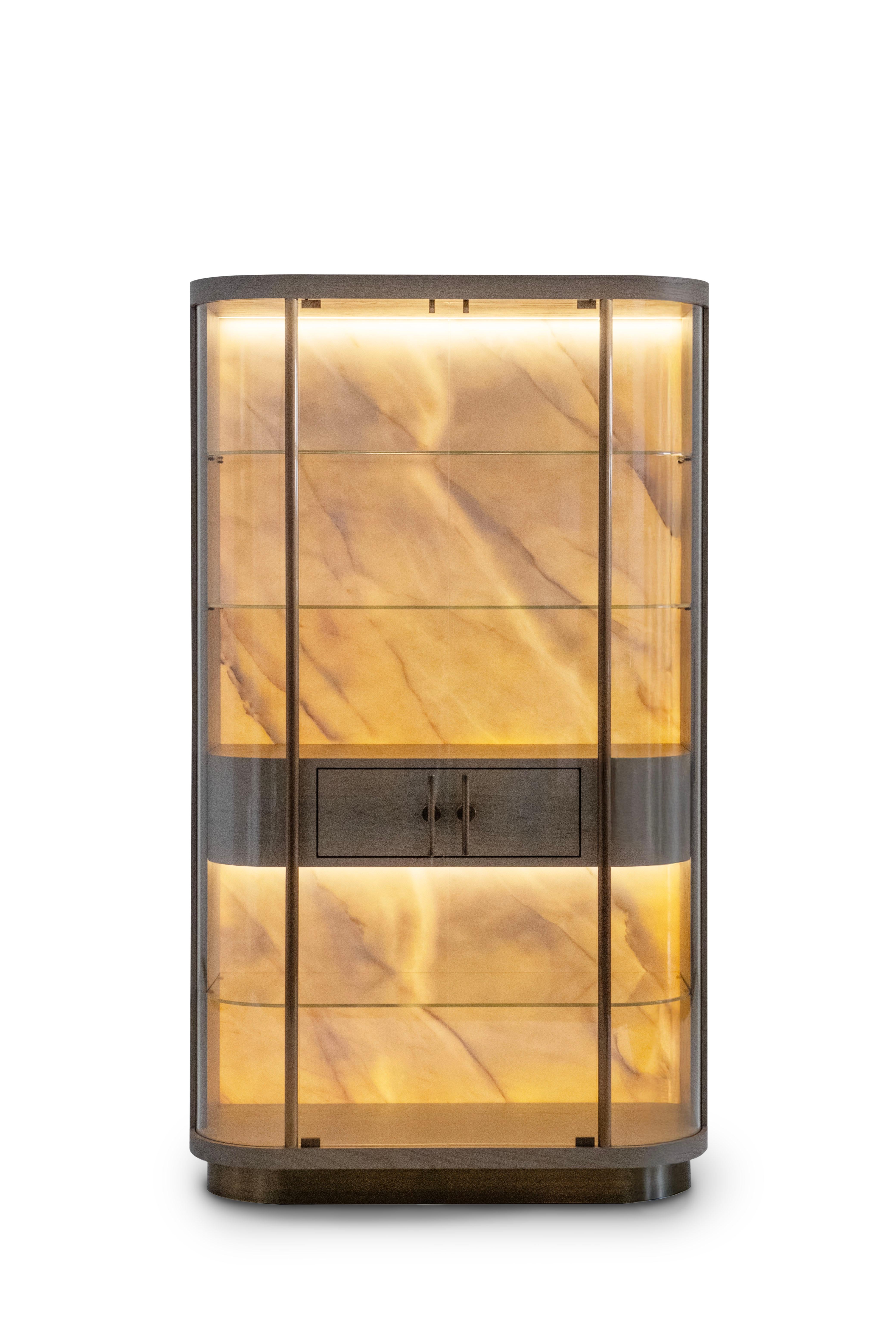 Mueble Bar Vitrina Penedo Moderno Calacatta Bianco Hecho a Mano Portugal Greenapple Cepillado en venta