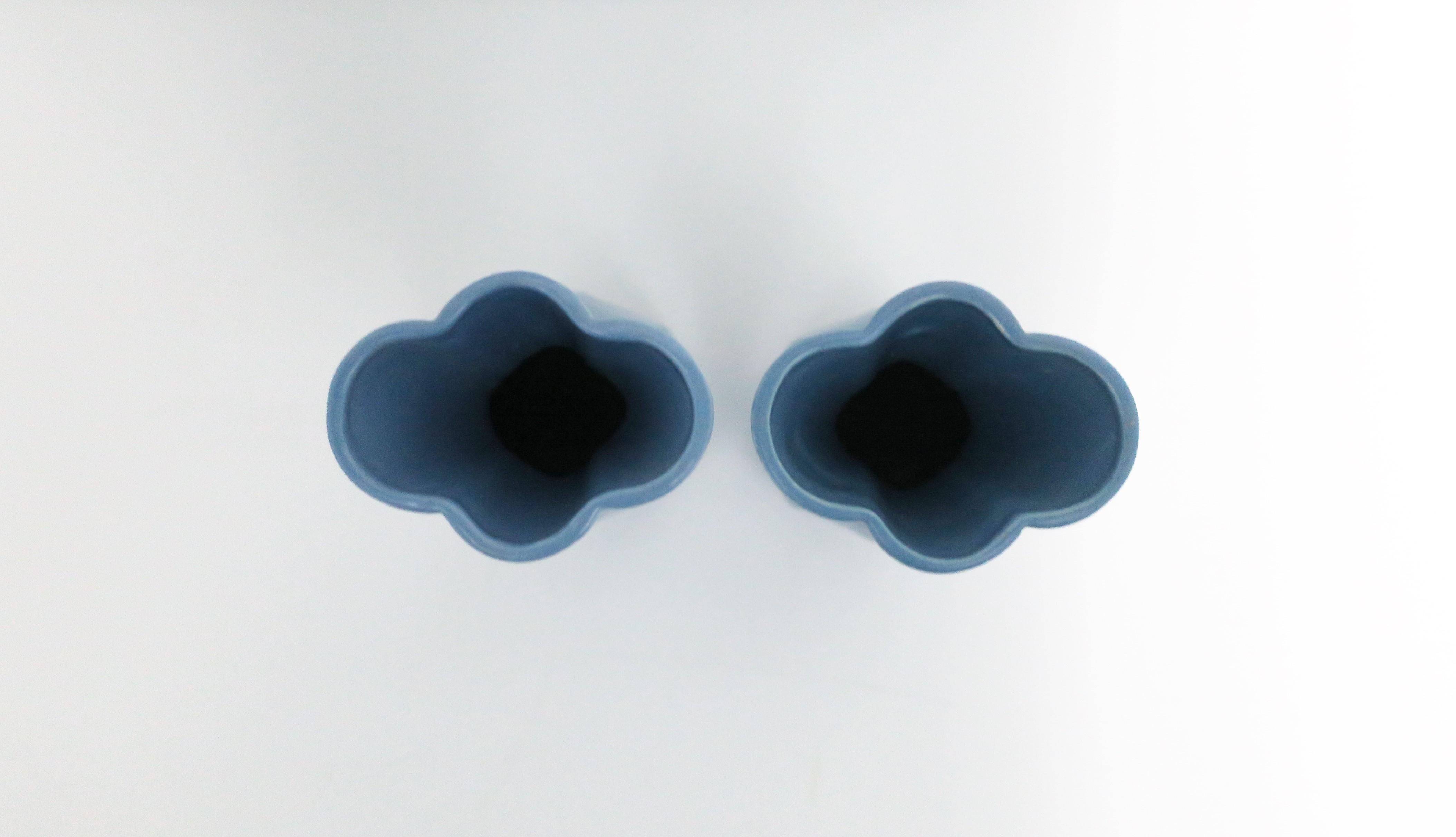 Japanese Ceramic Blue Vases, Pair  For Sale 6