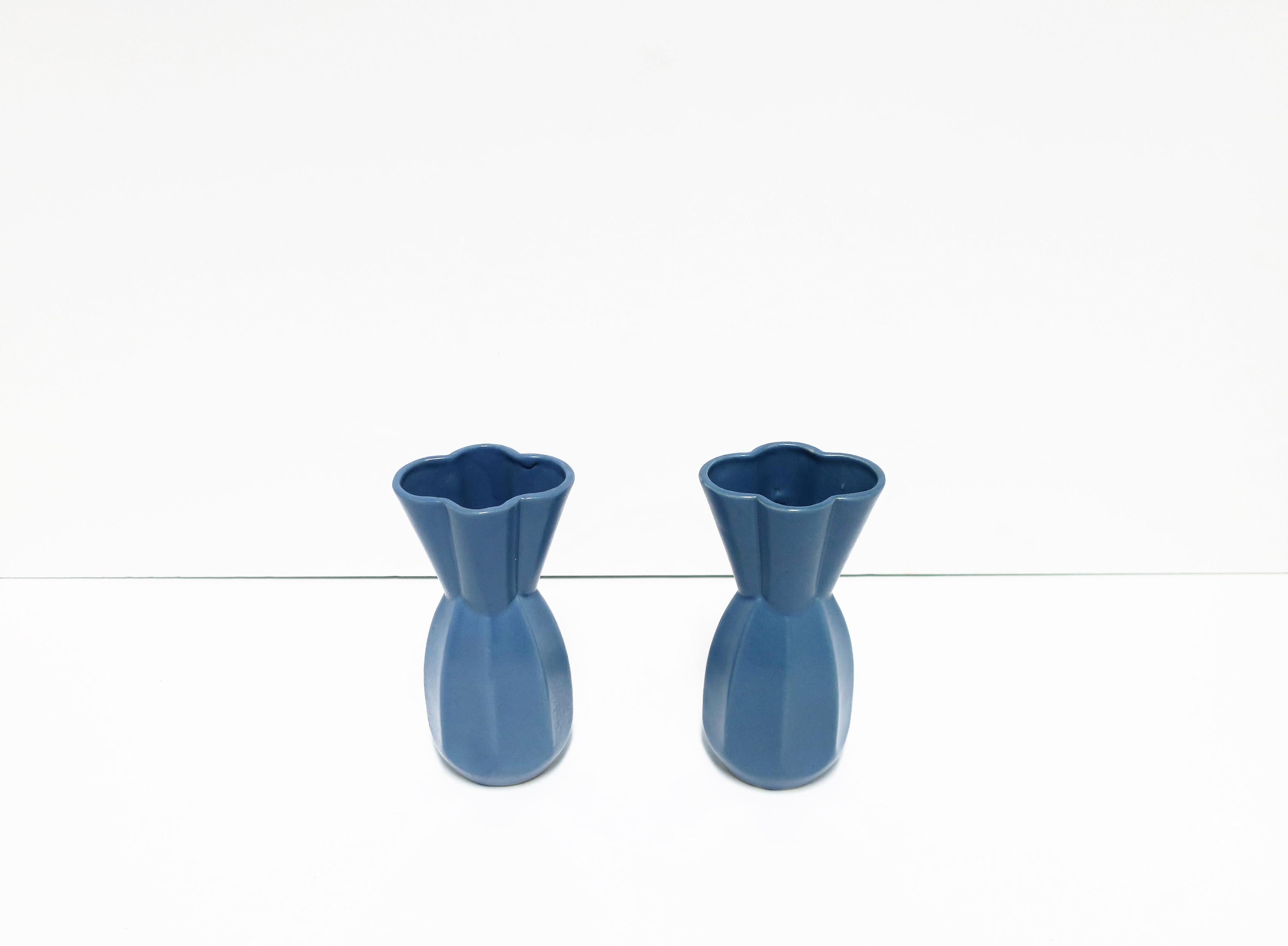 Modern Japanese Ceramic Blue Vases, Pair  For Sale