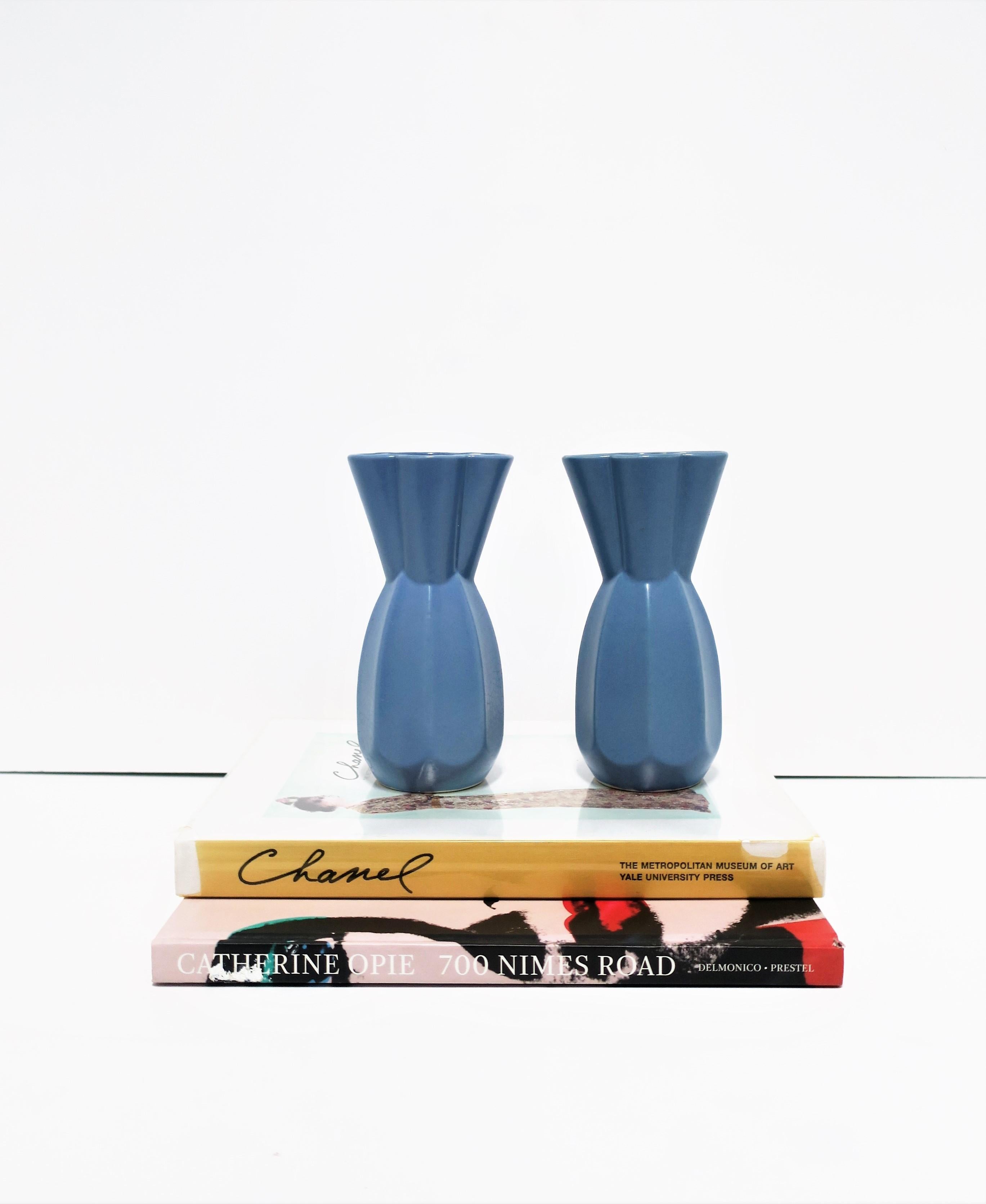 20th Century Japanese Ceramic Blue Vases, Pair  For Sale