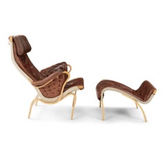 Modern "Pernilla" Lounge Chair in Cognac Leather by Bruno Mathsson for DUX