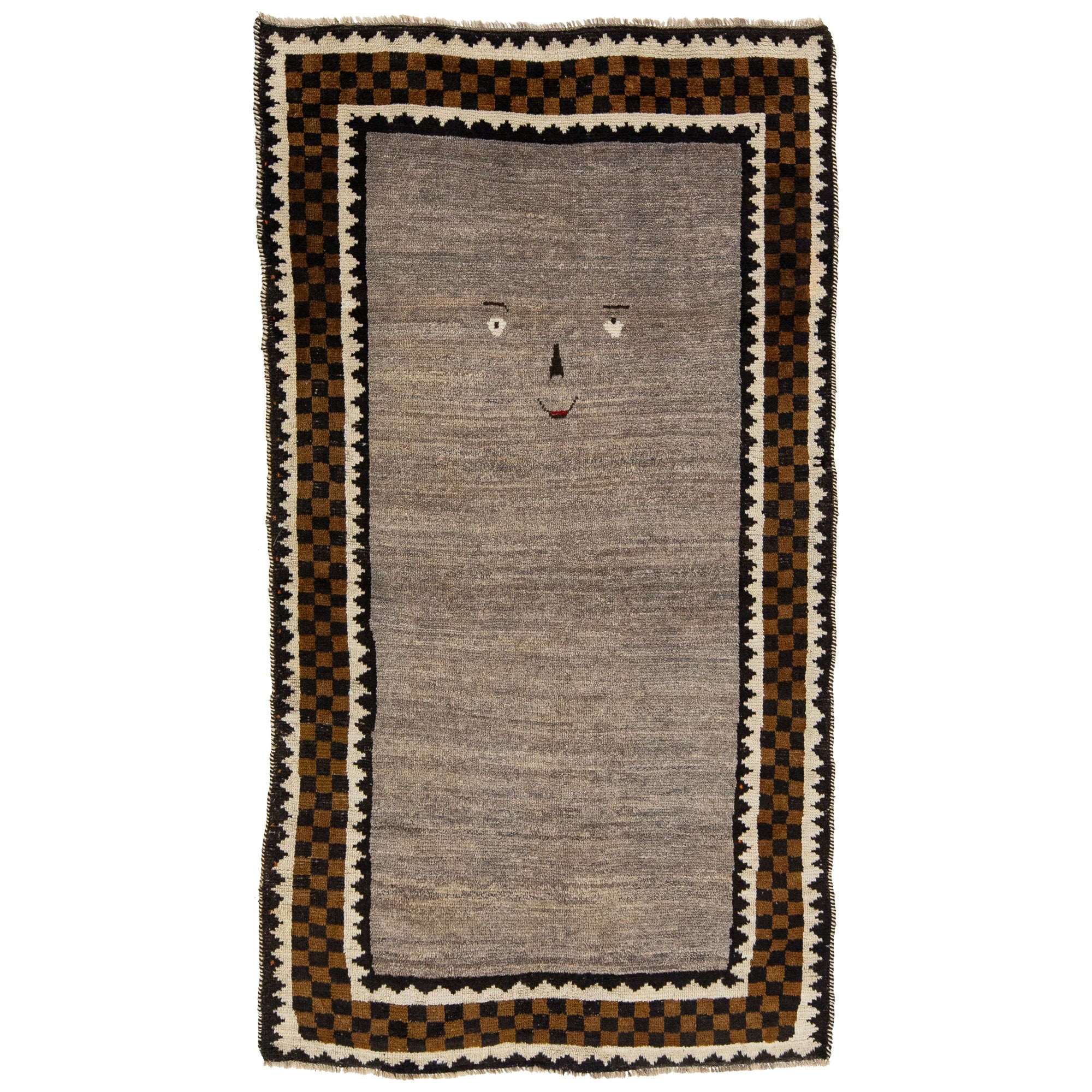 Modern Persian Gabbeh Designed Wool Rug In light Brown