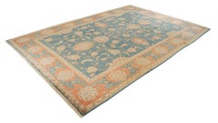 Modern Persian Isfahan Rug, Soft Blue and Beige, 11'9" x 8'2"
