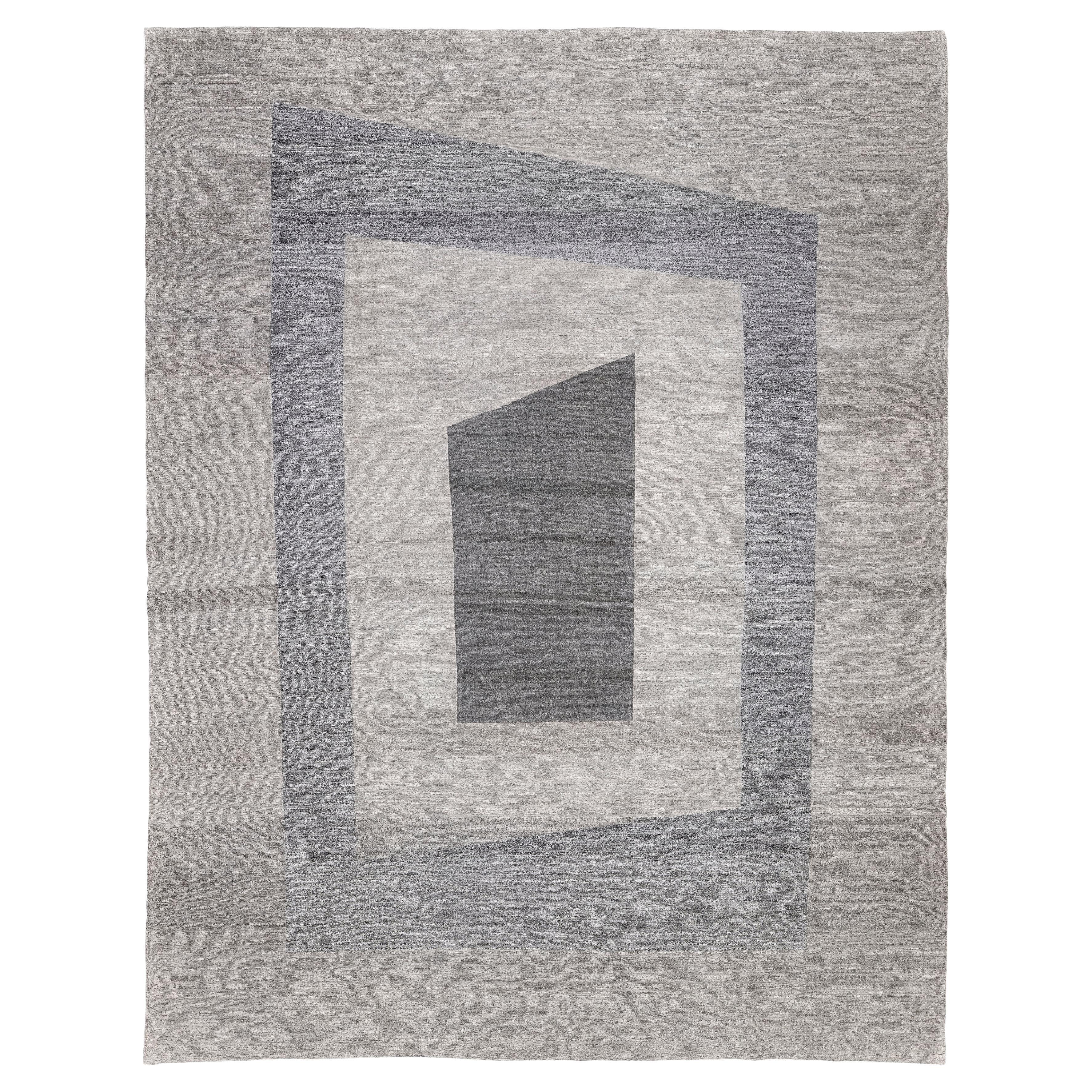 Modern Persian Kurdish Pelas “Sonic” Flatweave Rug in Handspun Wool im Angebot