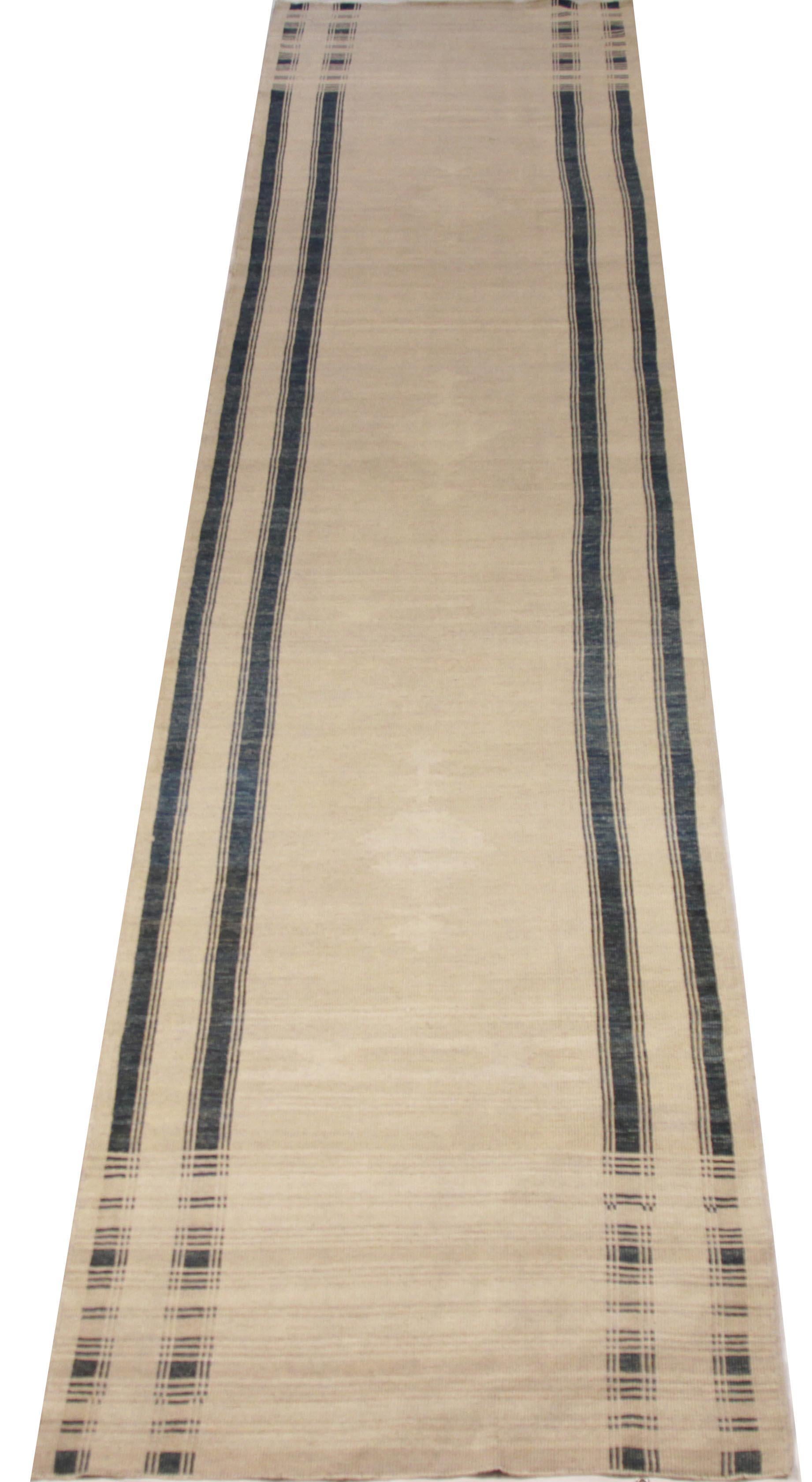 Modern Persian Oushak Rug with Unique Kilim Design in Beige and Black 2